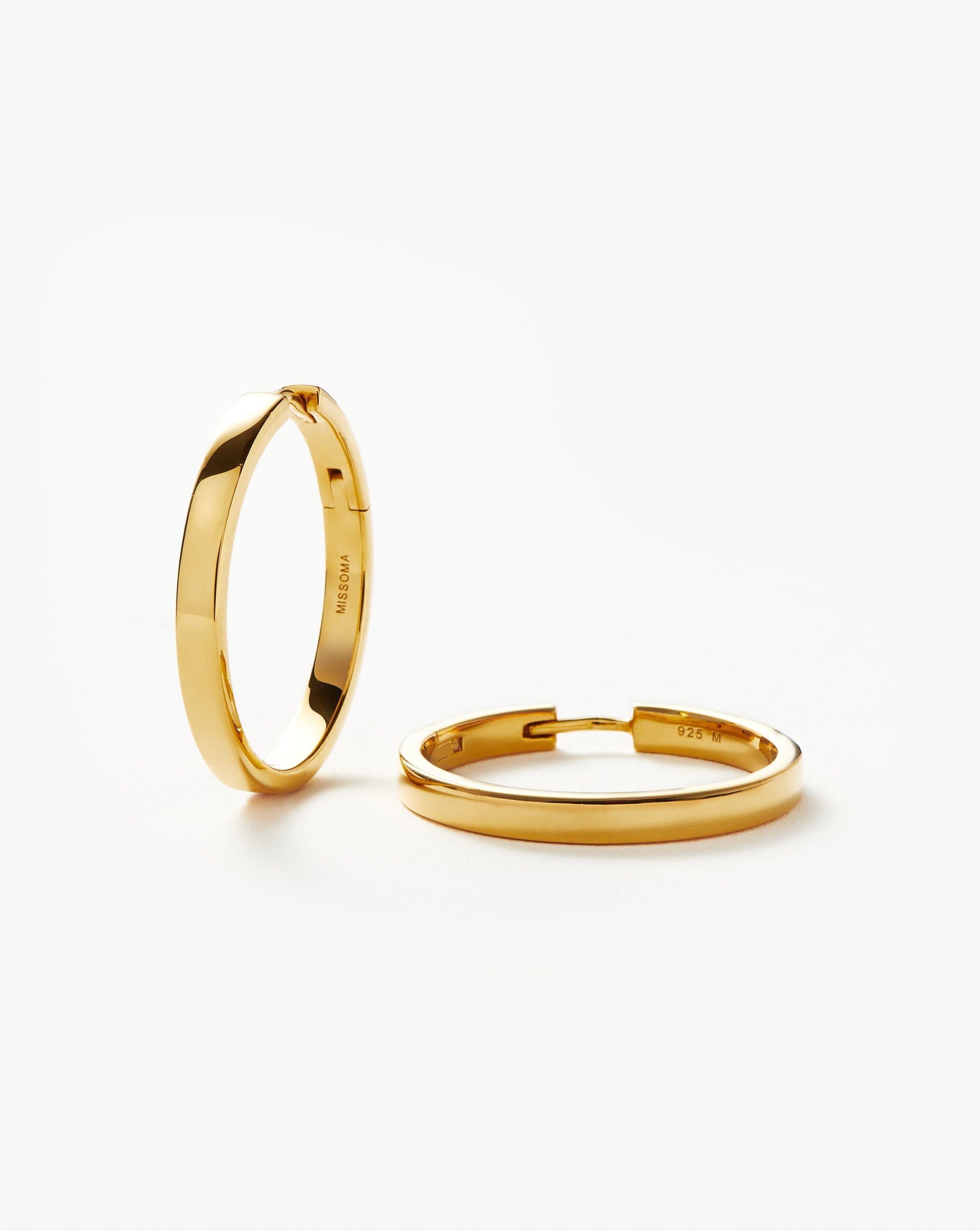 Classic Flat Medium Hoop Earrings - 18k Gold Vermeil Plated | Elegant Everyday Jewelry for Women | Perfect for Office, Date Night & Special Occasions