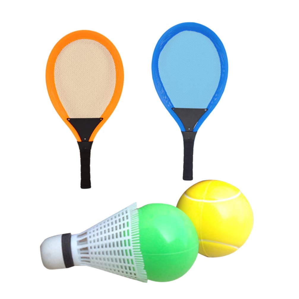 BESPORTBLE 6-Piece Plastic Badminton & Tennis Racket Set with Balls - Outdoor Sports Equipment for Kids & Adults - Perfect for Backyard, Beach, Park and Family Fun Activities
