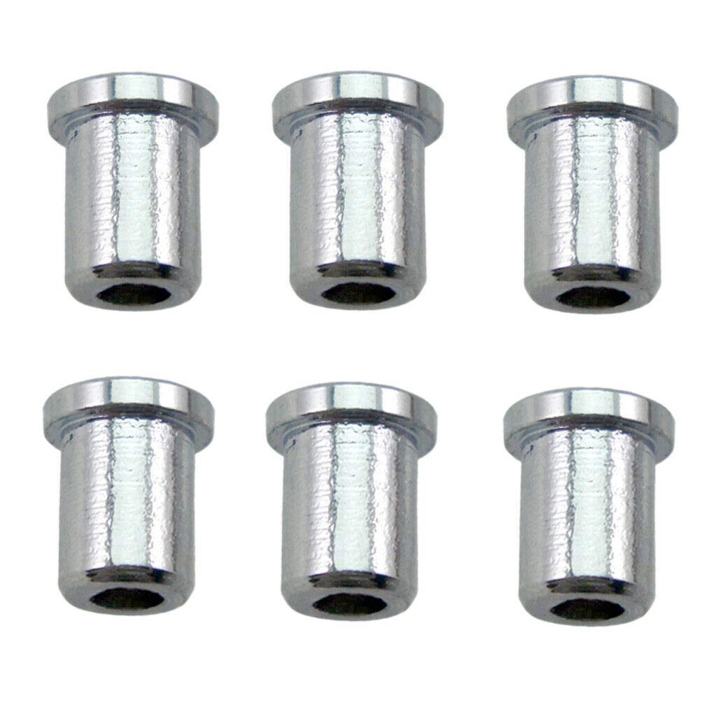 6X Guitar String Mounting Ferrules - Thru Body Bushing for Guitar & Bass (Silver) - Perfect for DIY Guitar Repair & Custom Builds