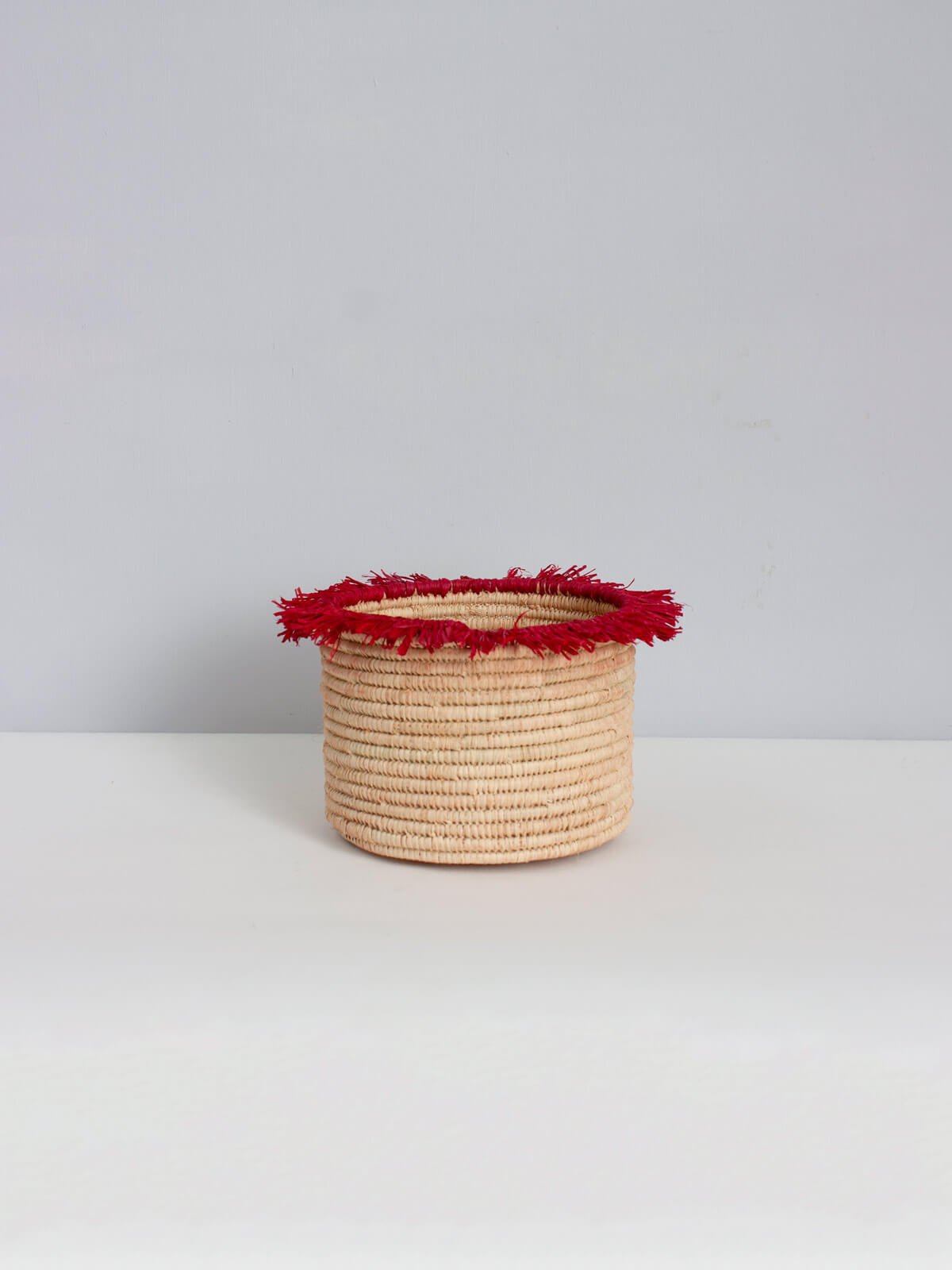 Handwoven Raffia Tassel Storage Baskets - Set of 3 Decorative Organizer Pots in Red | Perfect for Home Decor, Bathroom Organization & Gift Giving