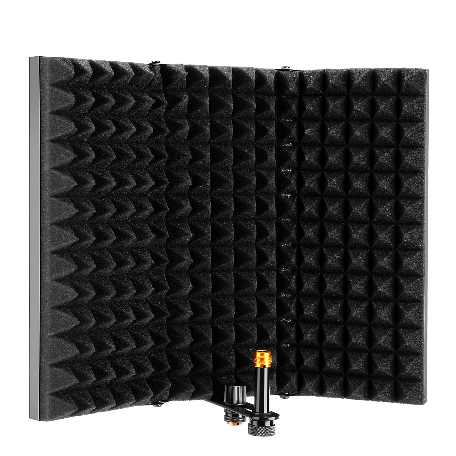 AGPTEK Foldable Microphone Isolation Shield - Adjustable Studio Mic Isolator Panel for Stand Mount & Table Top | Noise Reduction for Podcasting, Voice Recording & Home Studio Setup