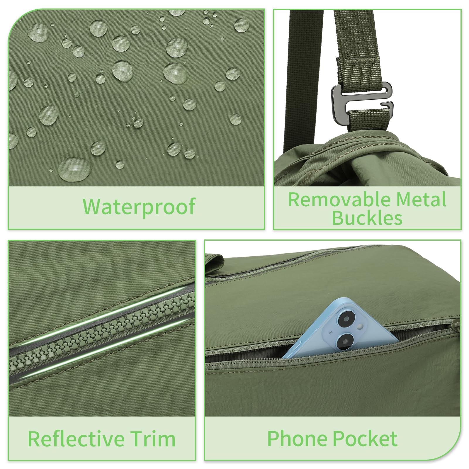BOSSTIN Small Gym Duffle Bag for Women & Men - Lightweight Crossbody Workout Bag for Fitness, Travel & Sports - Compact 3-in-1 Sports Bag (Army Green) - Perfect for Gym, Workouts, Yoga & Weekend Getaways