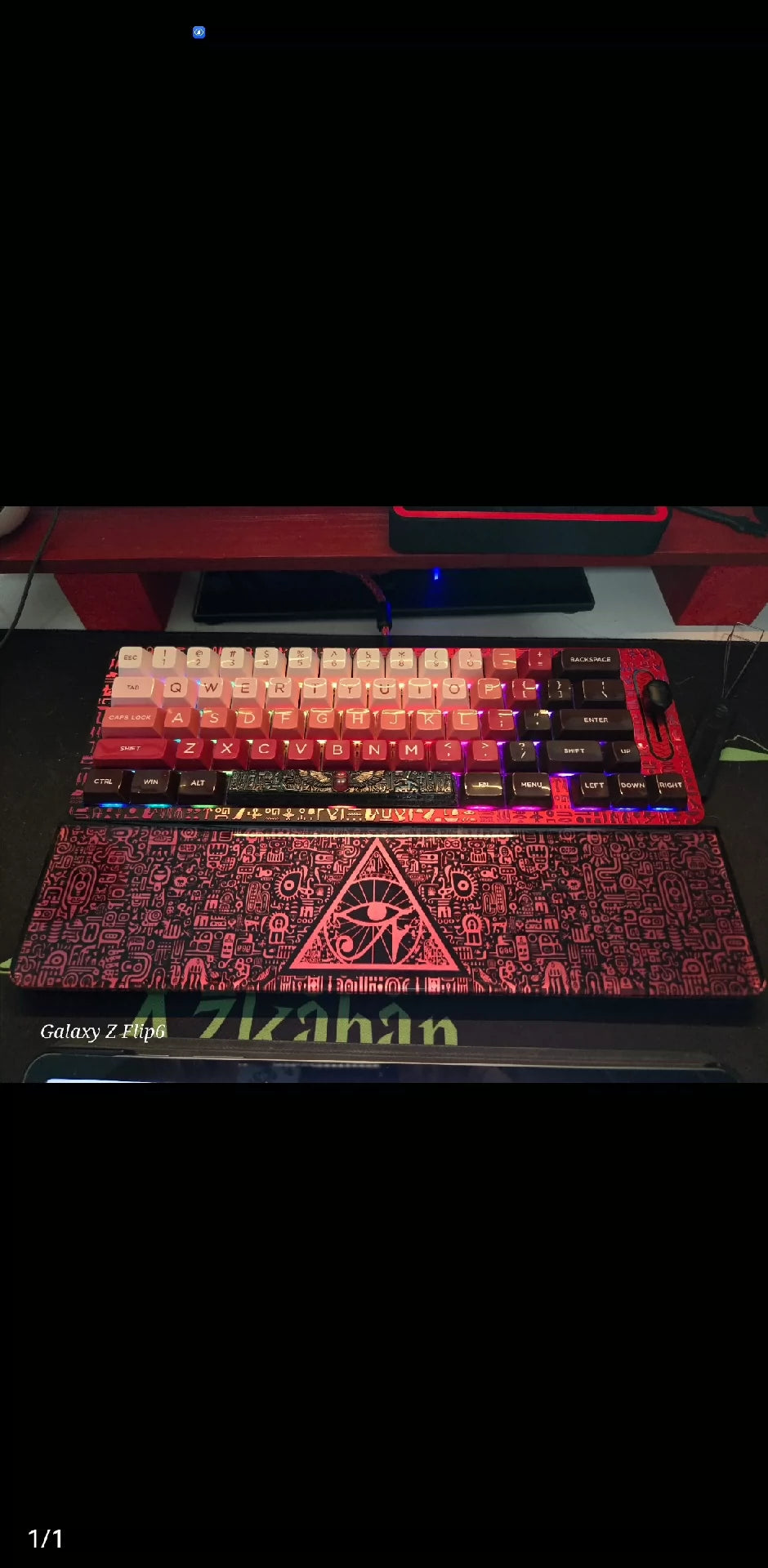 Handmade Custom Resin Keyboard Wrist Rest - Egyptian Themed Black & Gold Ergonomic Hand Support for Typing Comfort - Perfect for Gaming, Office & Home Workspace Accessories
