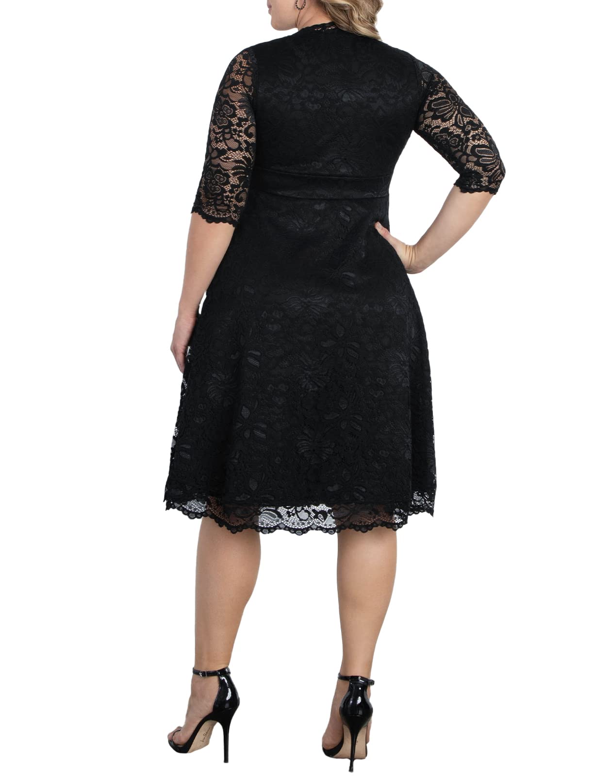 Kiyonna Women's Plus Size Mademoiselle Lace Cocktail Dress for Special Occasions - Elegant Party, Wedding Guest & Formal Evening Wear