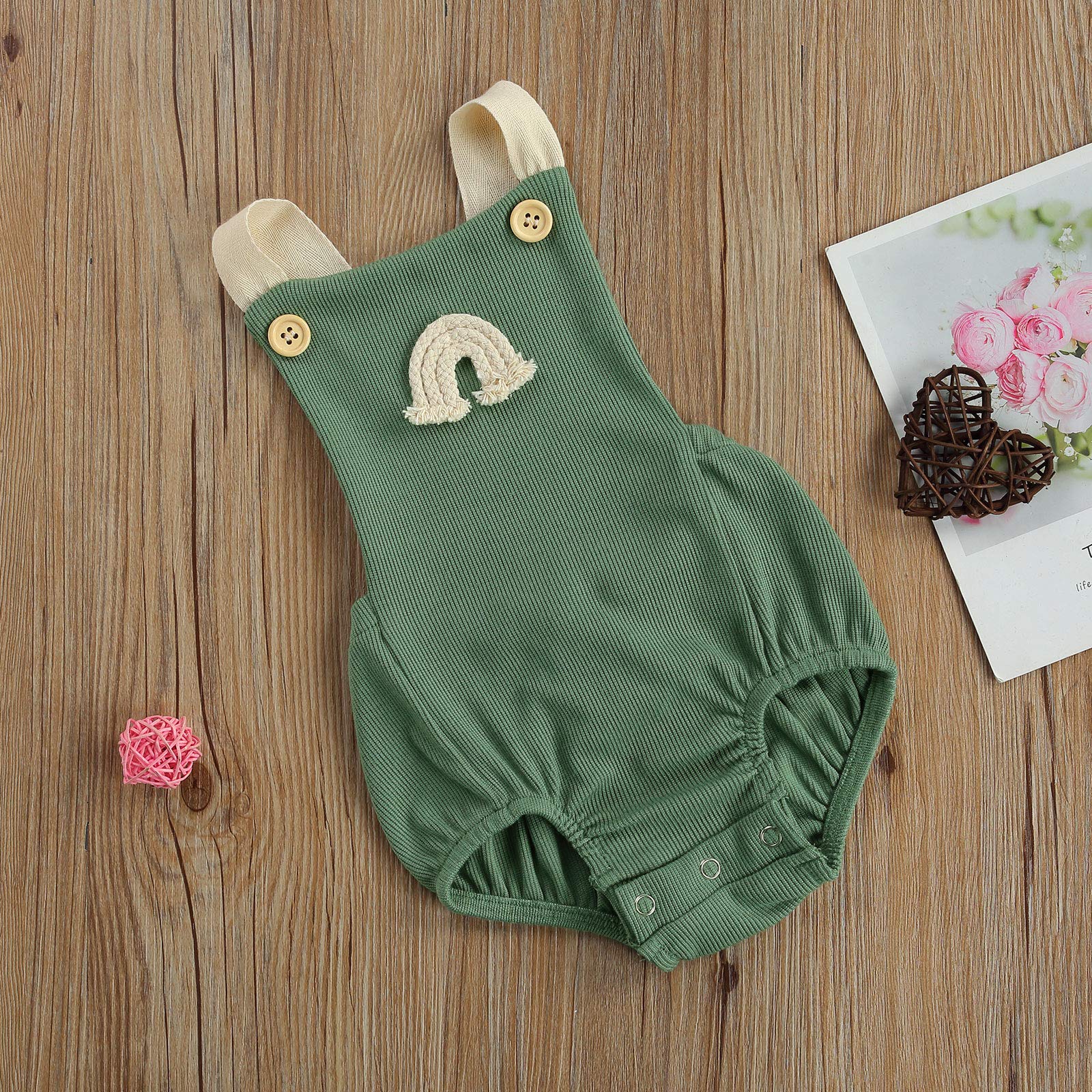Baby Boys & Girls Sleeveless Rainbow Knitted Romper - Newborn Infant One-Piece Bodysuit with Suspenders | Soft Cotton Jumpsuit for Playtime, Photo Shoots & Summer Outings