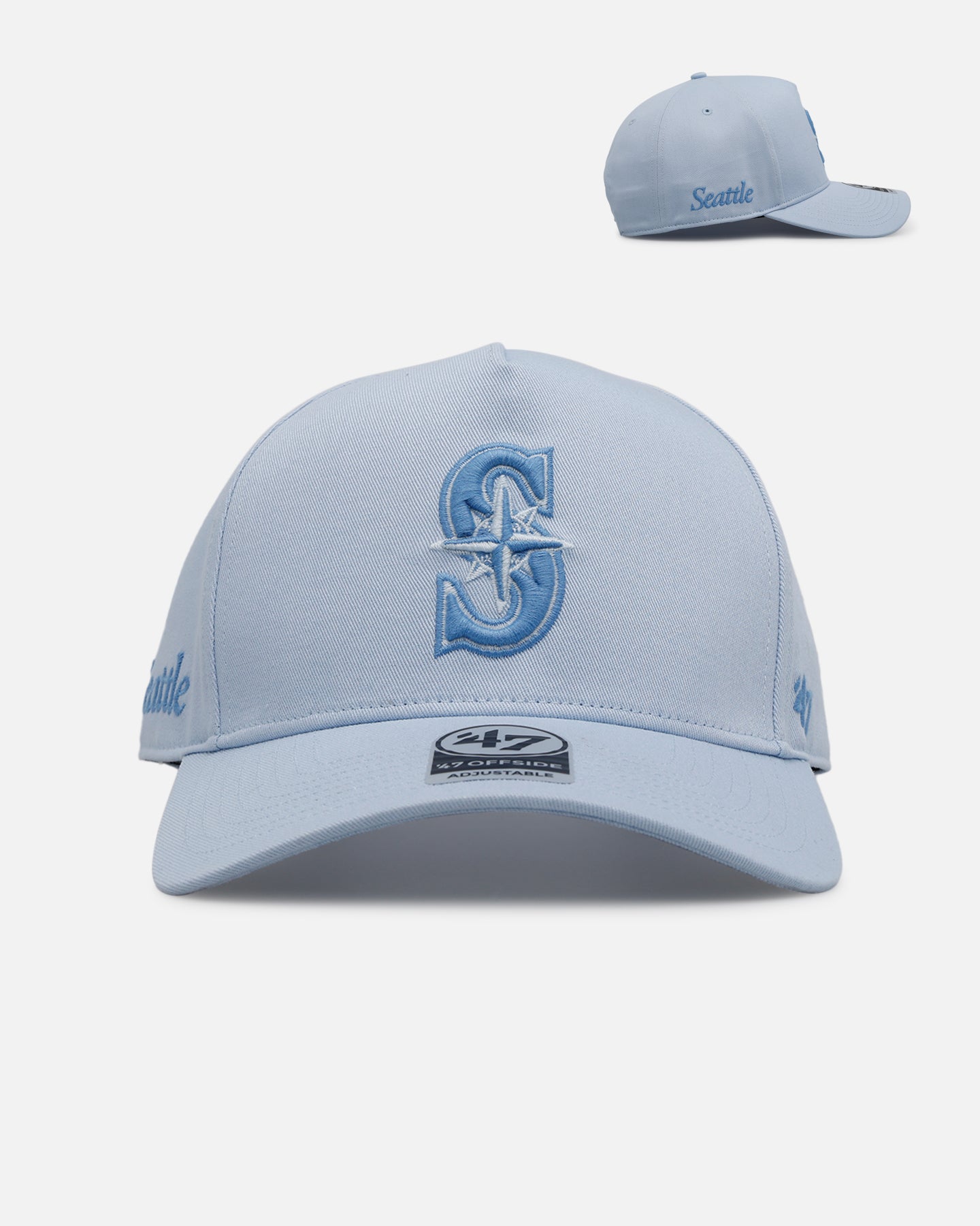 47 Brand Seattle Mariners 'Contemporary Basics' Snapback Hat - Light Blue Adjustable Baseball Cap for Men & Women - Perfect for Sports Games, Casual Outfits and Fan Collections