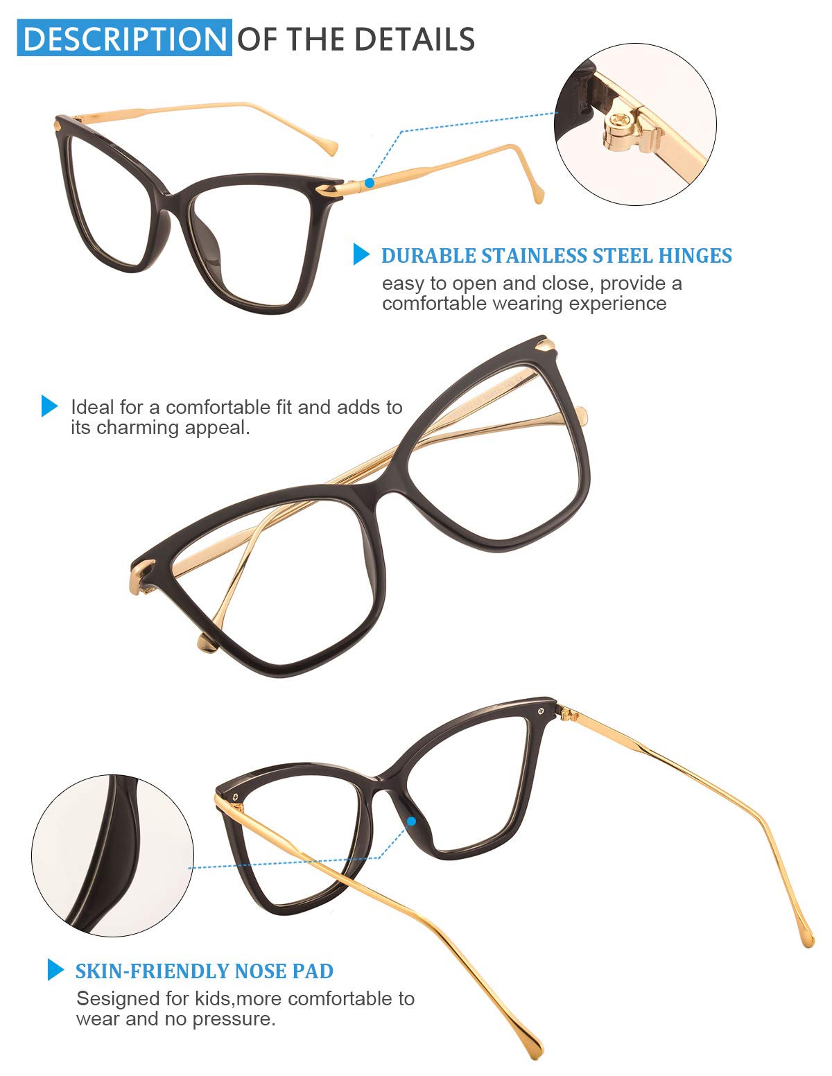 Blue Light Blocking Glasses for Women & Men - Anti Eyestrain Gaming & Computer Use