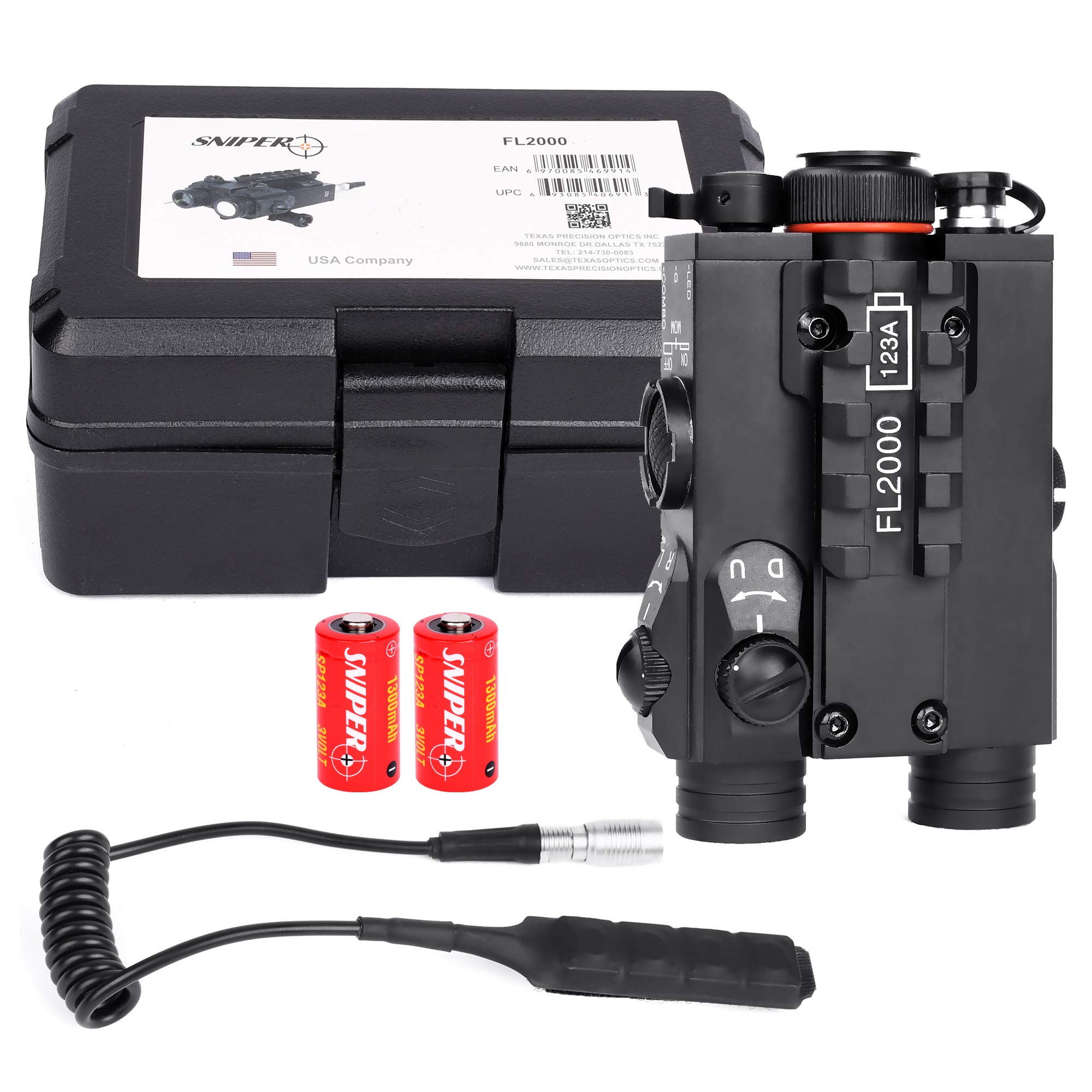 FL2000 Green Laser Sight & 200LM LED Flashlight Combo with Pressure Switch & Quick Release Mount - Tactical Light for Pistols, Rifles, Hunting & Outdoor Activities (Black)