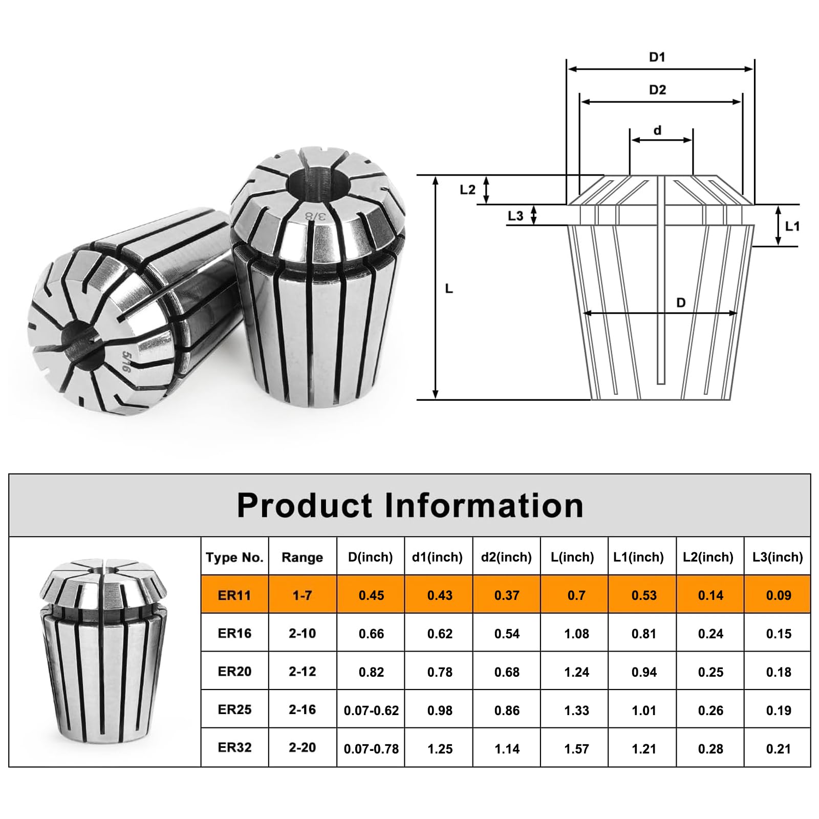 12pcs ER16 Spring Collet Set for CNC Engraving, Milling & Lathe Machines - Precision Tool Workholding for Metal & Woodworking - Ideal for DIY Projects & Professional Workshops