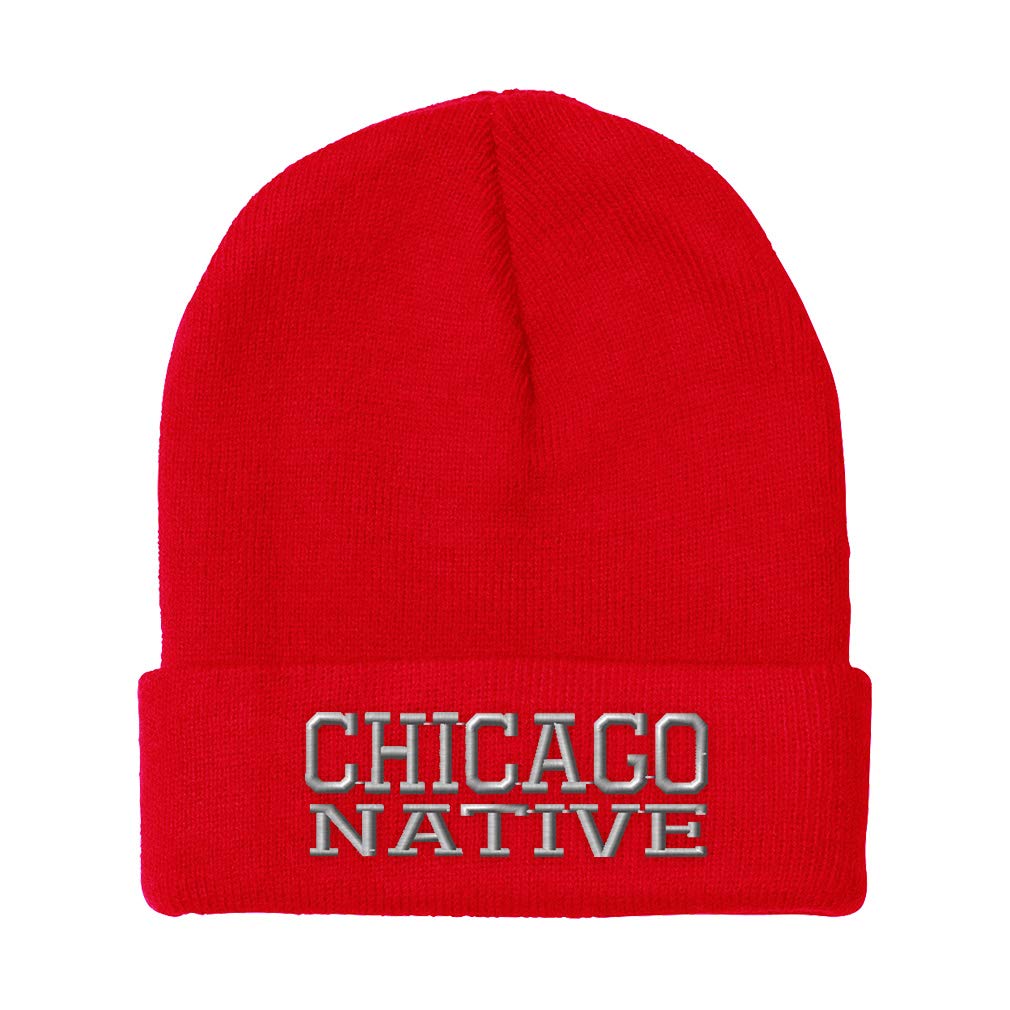 Men's & Women's Winter Beanies - Chicago Illinois USA Native Embroidery Acrylic Skull Cap (One Size Fits All) - Perfect for Cold Weather, Outdoor Activities & Urban Fashion
