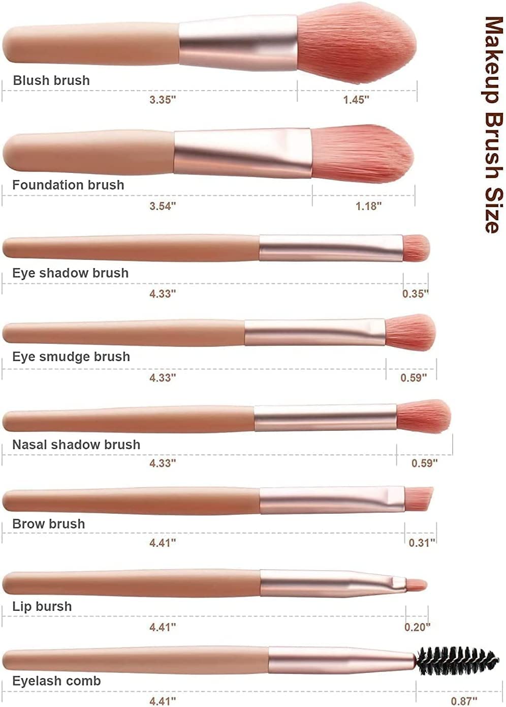 AP & ZP 8-Piece Mini Makeup Brush Set - Foundation, Blush, Eyeshadow, Eyeliner, Lip & Brow Brushes | Portable Travel Makeup Kit for Professional & Everyday Beauty Application