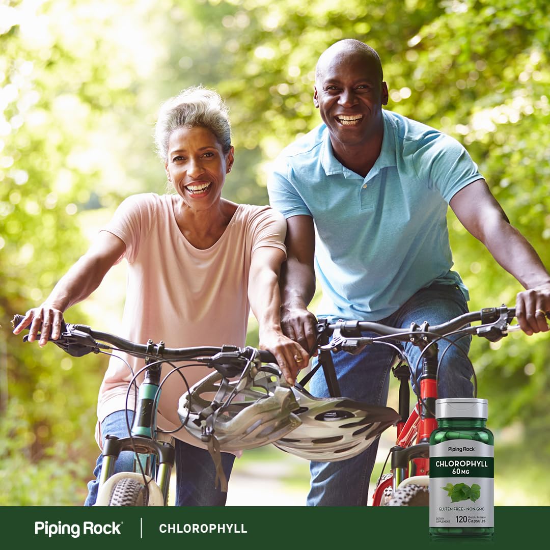 Piping Rock Chlorophyll Capsules 60mg - 120 Count | Non-GMO, Gluten Free Liquid Chlorophyll Supplement for Detox & Energy Boost | Supports Digestion & Skin Health | Perfect for Daily Wellness Routine & Detox Programs