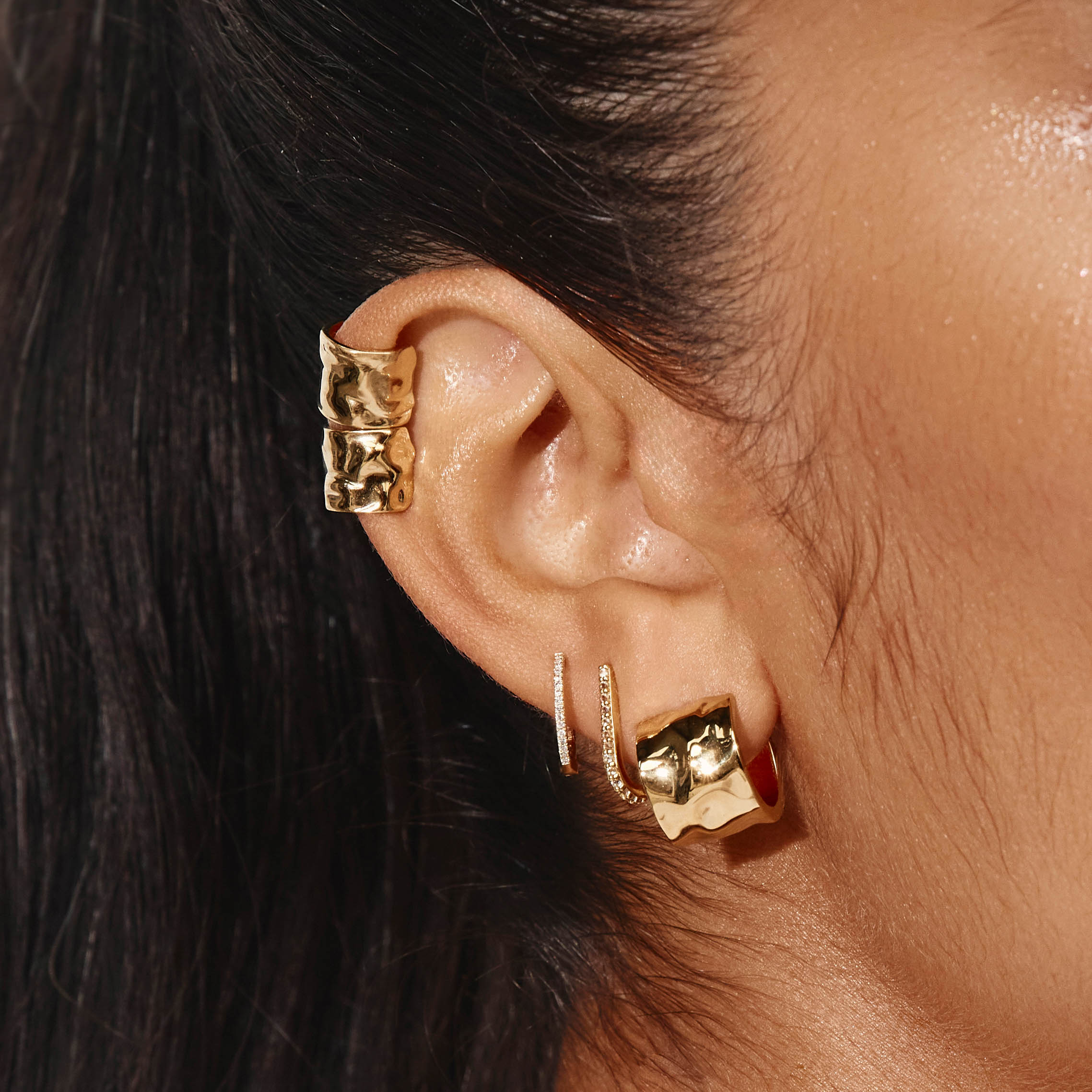 Organic Hammered Gold Ear Cuff - Boho Chic Earring for Women - Perfect for Parties, Weddings & Everyday Wear
