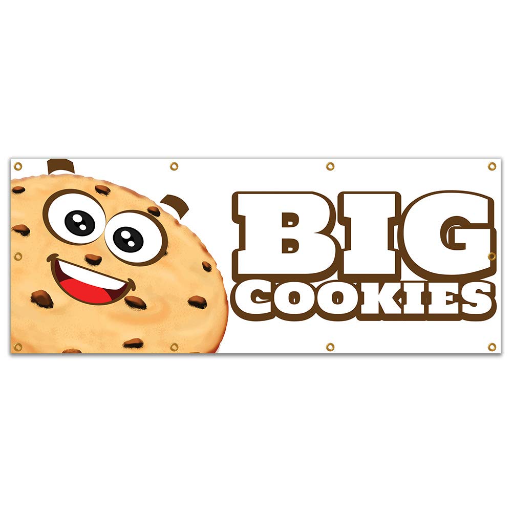 96-Inch Big Cookies Vinyl Banner for Concession Stands & Food Trucks - Single-Sided, Durable Advertising Sign for Outdoor Events & Snack Businesses