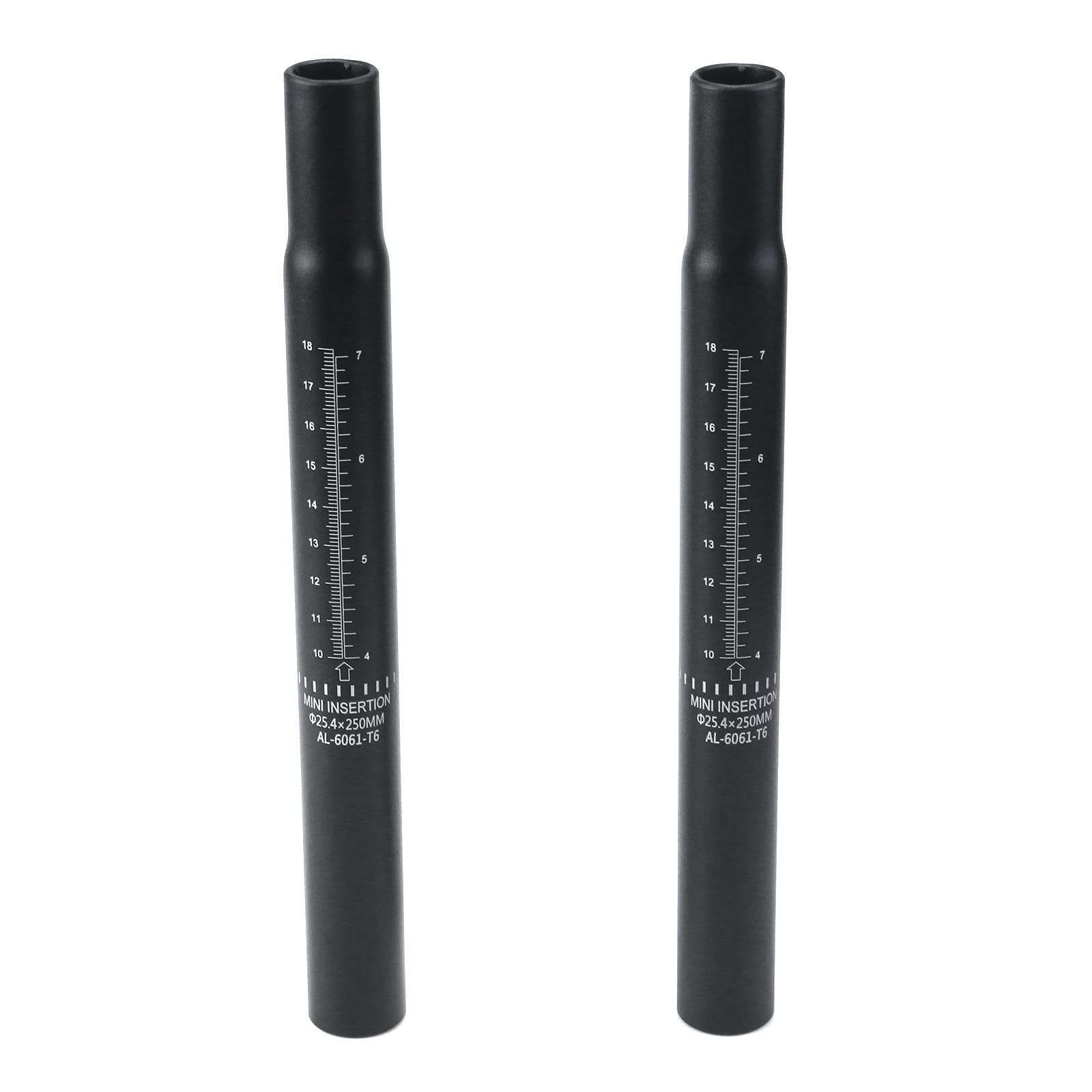 MY MIRONEY 2PCS Aluminum Alloy Bike Seatpost - Matte Black Bicycle Seat Post with Scale, 25.4 x 250mm, Replacement for Road & Mountain Bikes - Perfect for Cycling, Commuting & Outdoor Adventures