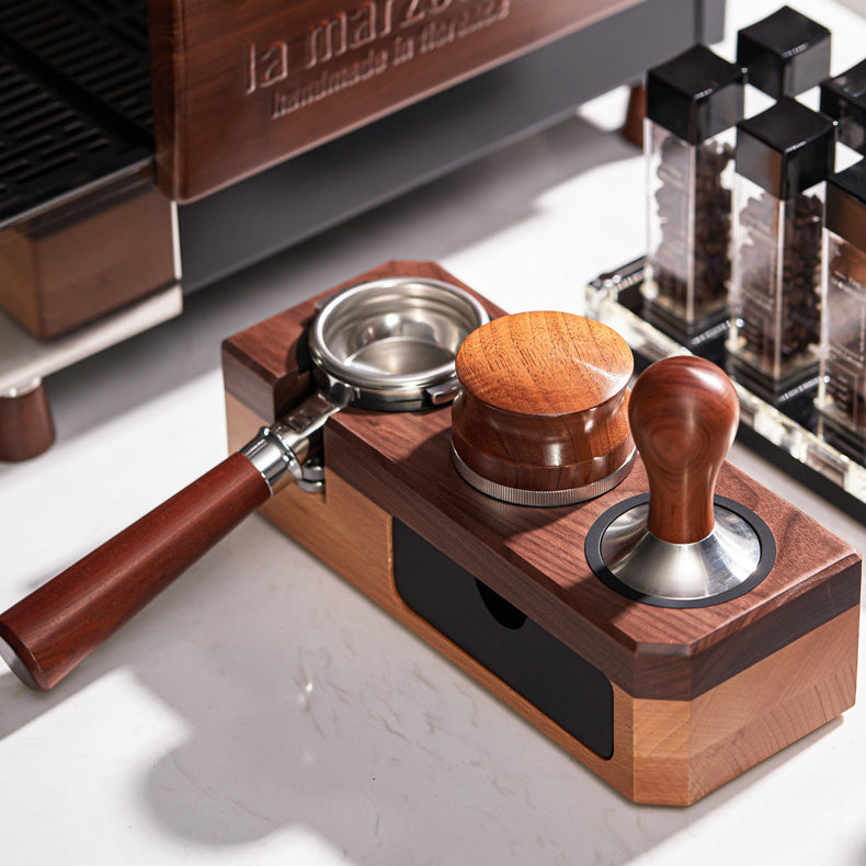 Premium Espresso Tamping Station with Storage Drawer - Barista Coffee Accessories for Home & Professional Use - Perfect for Espresso Preparation & Coffee Station Organization