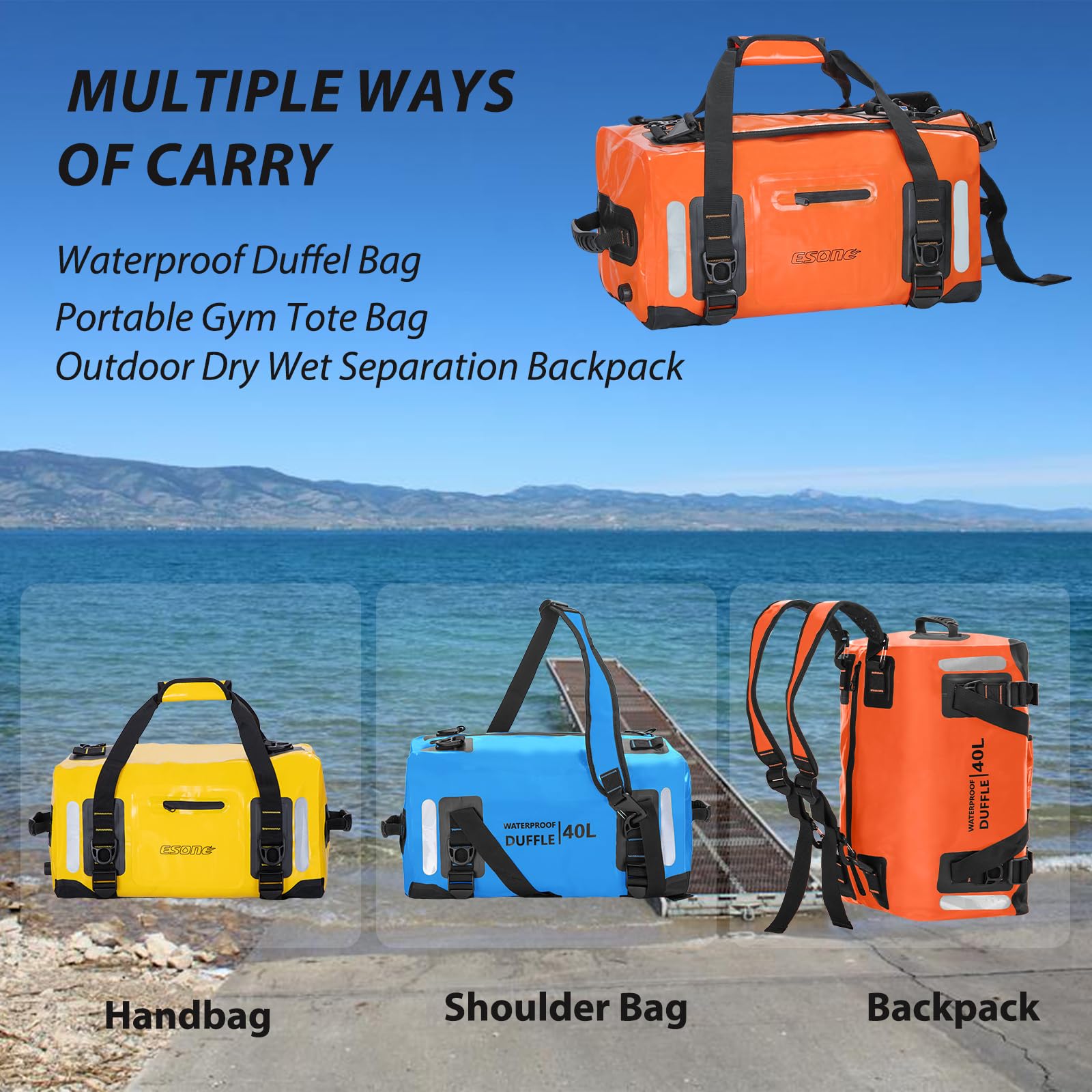 ESONE 90L Waterproof Dry Bag Backpack for Men & Women - Lightweight & Durable for Kayaking, Boating, Camping, Paddle Boarding, Surfing, Hiking & Travel Adventures