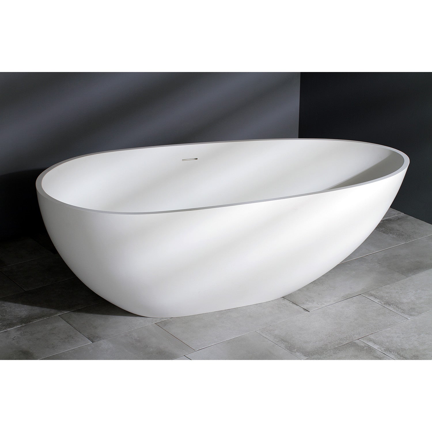 Arcticstone 67 Inch Freestanding Bathtub - Matte White Egg-Shaped Solid Surface Tub with Drain | Double Ended Soaking Tub for Luxury Bathroom & Spa Relaxation
