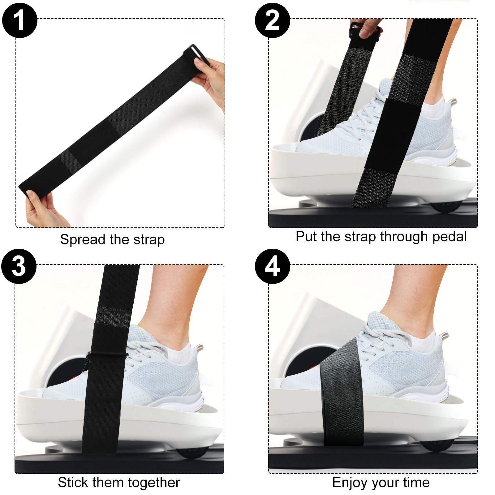 2 Pcs Leg Exerciser Traction Straps - Under Desk Elliptical Pedal Band for Seniors & Adults - Secure Stability for Electric Ellipse Equipment - Foot Peddler Exercise Machine for Home, Office & Gym Use - Improve Circulation & Mobility While Sitting