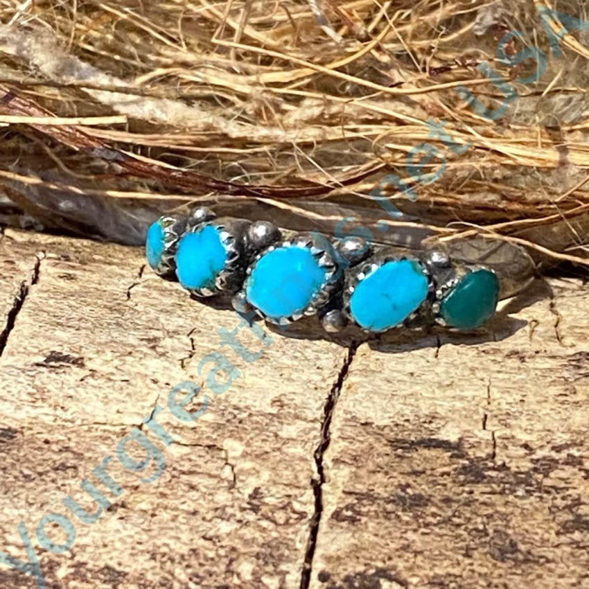 Turquoise Row Ring - Sterling Silver Navajo Jewelry Size 6 for Women | Handmade Southwest Style Ring for Everyday Wear & Special Occasions