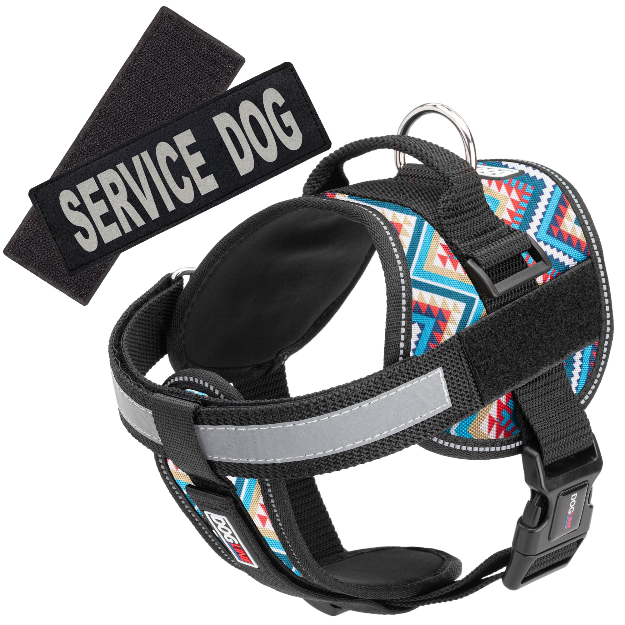 Premium No-Pull Dog Harness with Reflective Strips & Service Patches - Adjustable Neoprene Vest for Training, Medical & Service Dogs (28-38