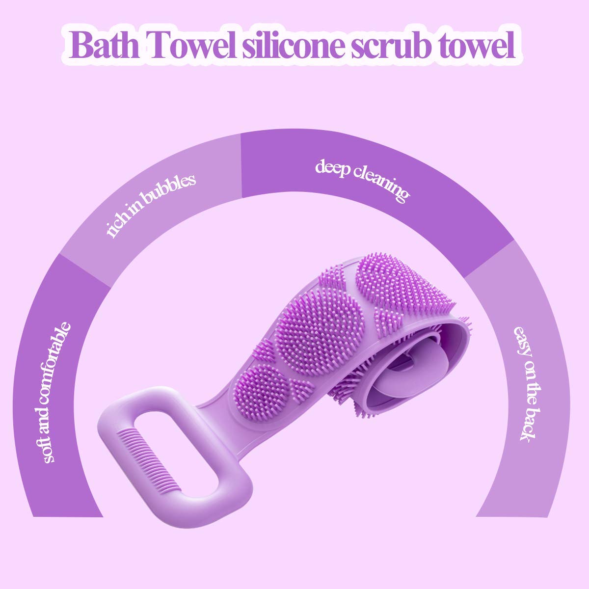 Premium Silicone Body Scrubber Belt - Dual Sided Exfoliating Shower Scrubber with Non-Slip Grip for Deep Cleansing, Dead Skin Removal & Spa Experience (Purple) - Perfect for Shower, Bath & Foot Care Routine