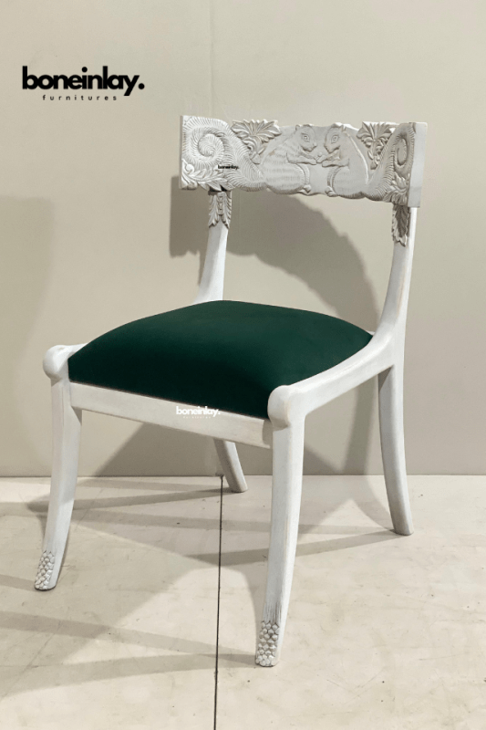 Hand Carved Fable Wooden Dining Chair - Solid Wood Indian Furniture for Home, Restaurant & Cafe Decor | Traditional Handcrafted Design