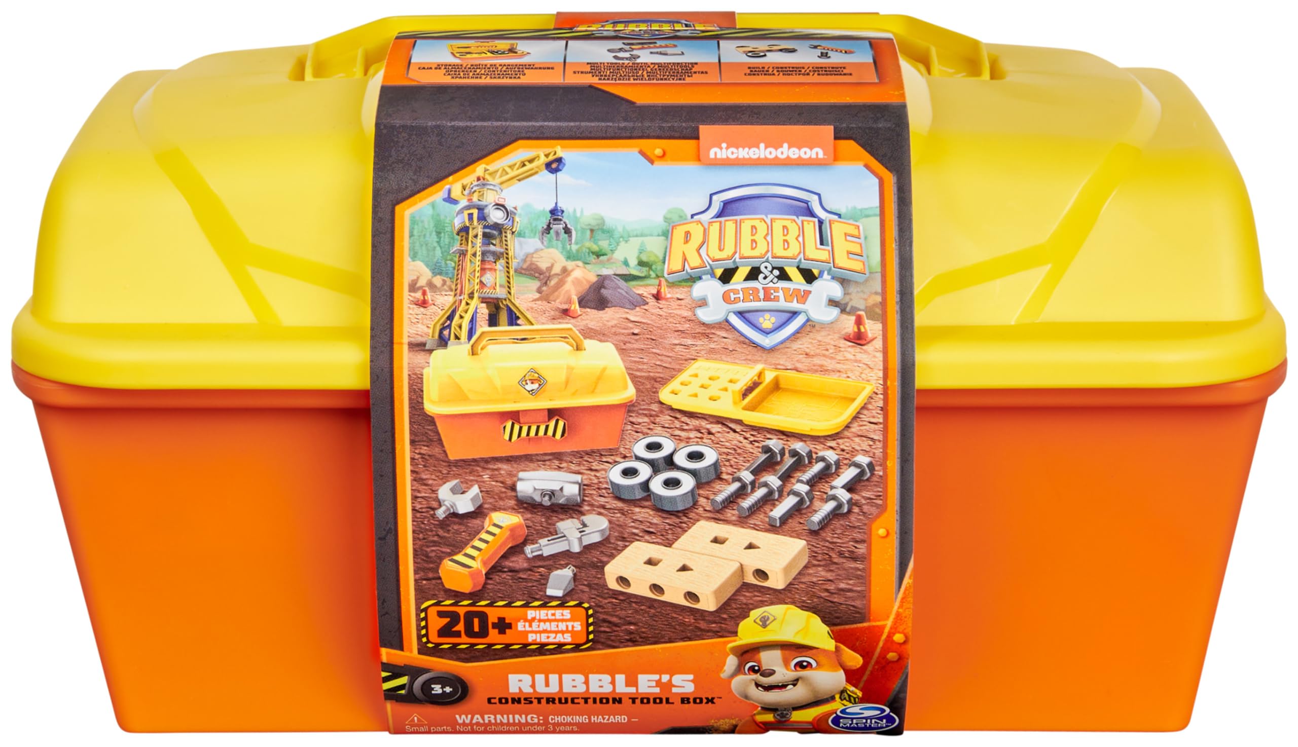 PAW Patrol Rubble & Crew Construction Toolbox with 4-Piece Kids Tool Set - Building Toys for Pretend Play, Perfect Gift for Boys & Girls Ages 3+ | STEM Learning & Role-Playing Fun