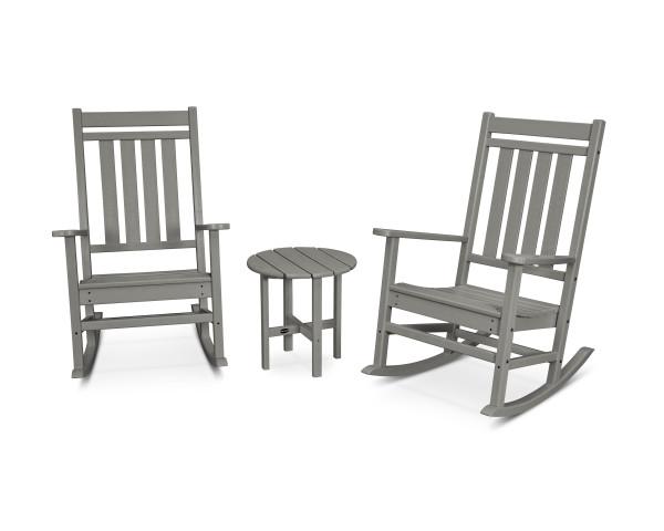 Polywood Estate 3-Piece Rocking Chair Set - Durable Outdoor Patio Furniture for Garden, Porch & Backyard Relaxation