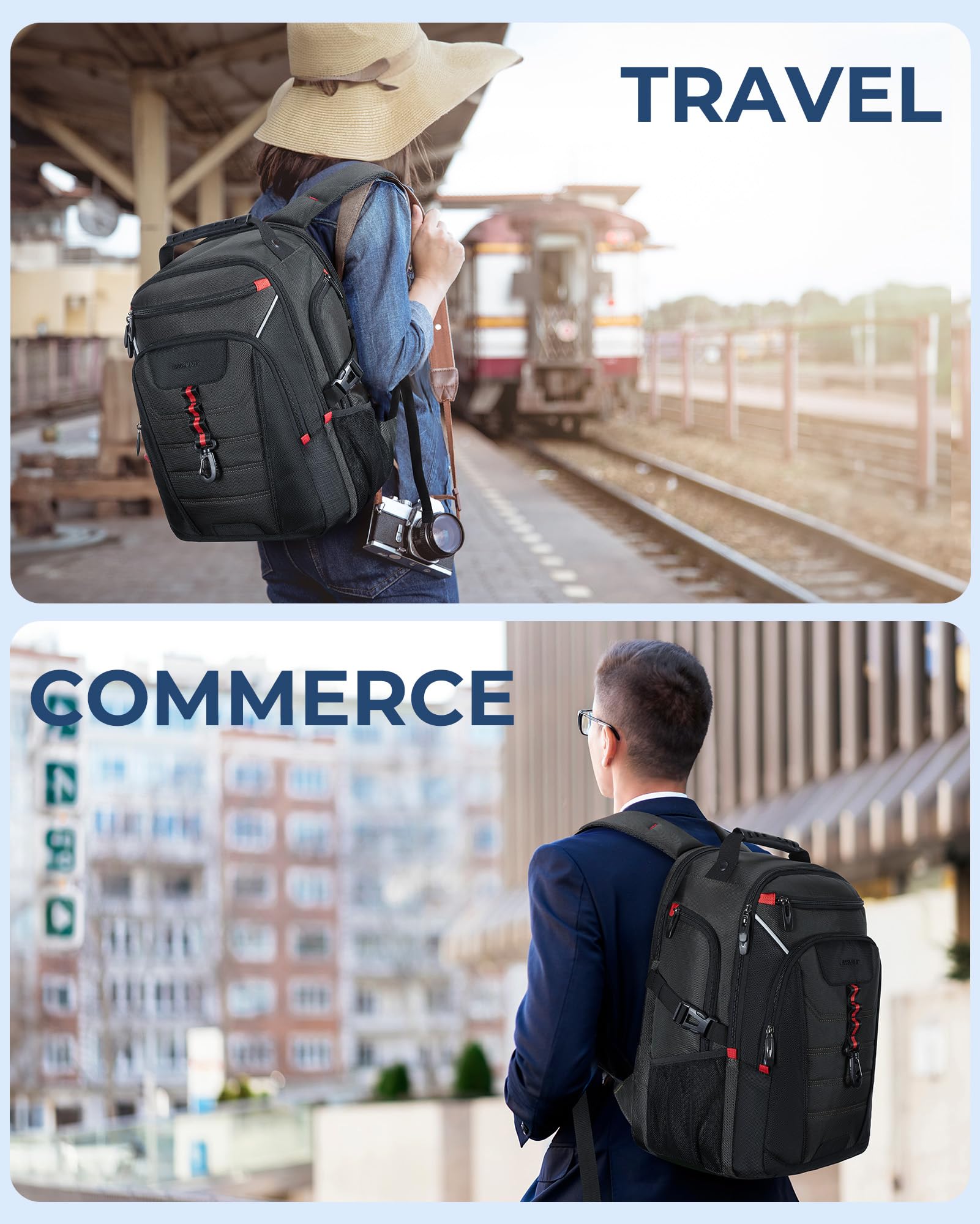 BAGSMART Slim Business Laptop Backpack with USB Charging Port, Water-Resistant Travel Backpack for 15.6 Inch Notebook - Perfect for Office Commute, College Students & Business Travel