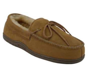 Men's Tan Leather Moccasin Shoes - Comfortable Slip-On Loafers for Casual Wear & Indoor/Outdoor Use