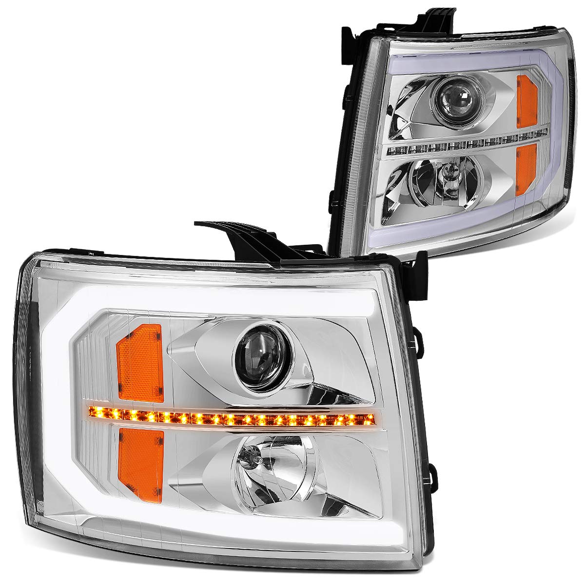 Auto Dynasty LED DRL Headlights for 2007-2014 Chevy Silverado - Sequential Turn Signal for Enhanced Visibility