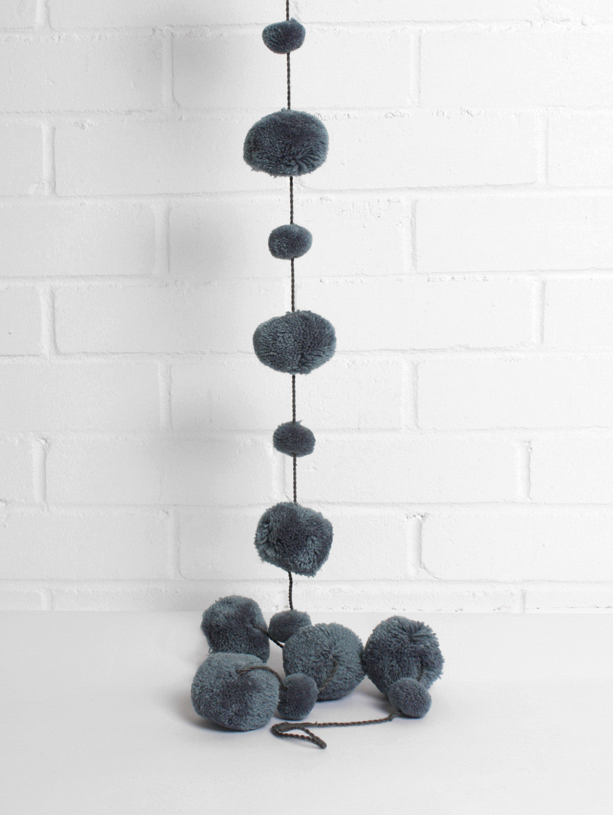 Grey Pom Pom Garland - Soft Decorative Tassel String for Party, Wedding, Nursery & Home Decor