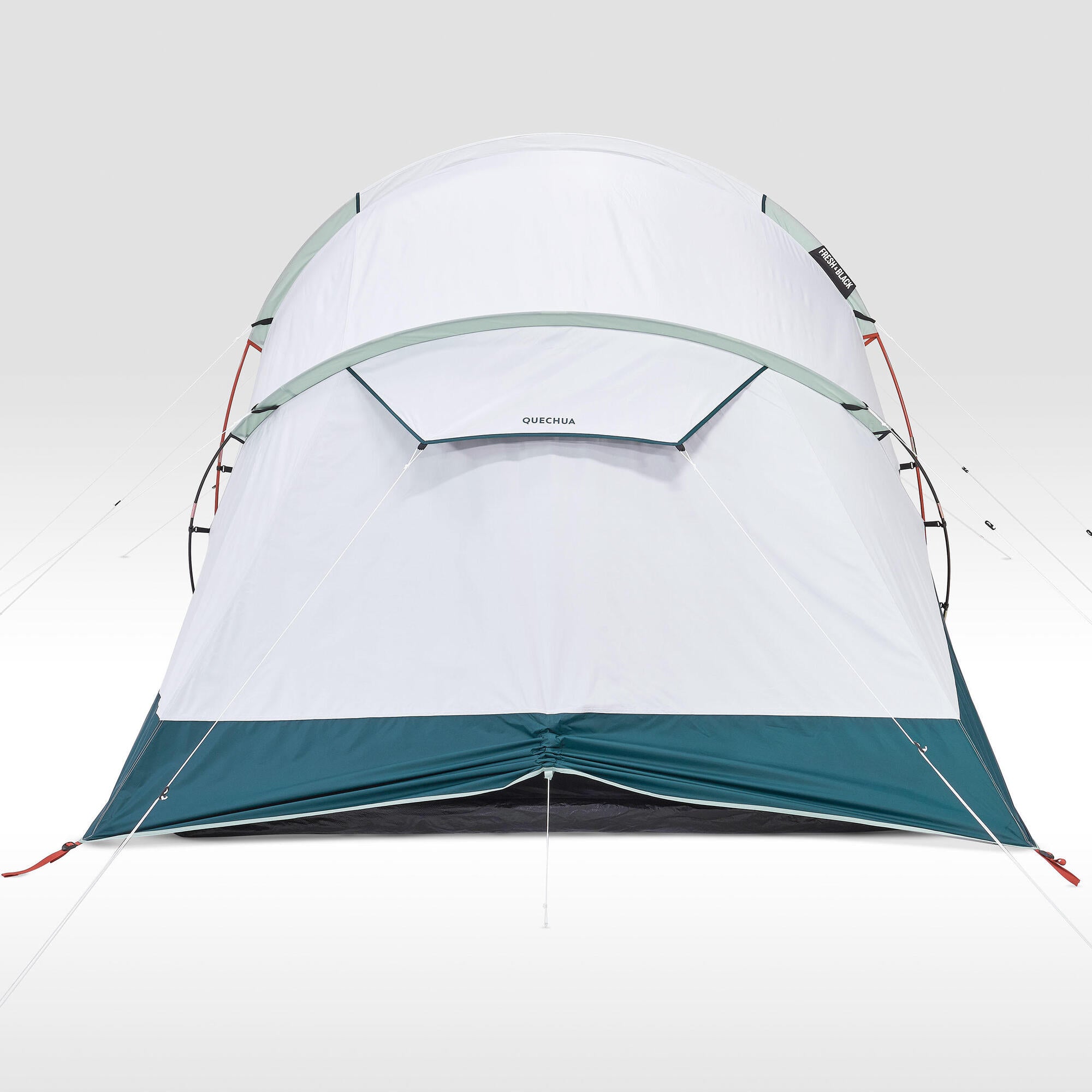 Quechua Arpenaz Fresh & Black Waterproof 4-Person 2-Room Family Camping Tent - Lightweight & Breathable for Outdoor Adventures, Hiking, and Backyard Camping