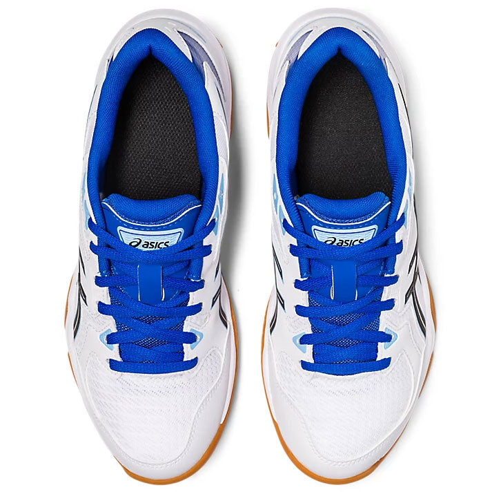 ASICS Gel Rocket 10 Women's Volleyball Shoes - Lightweight Indoor Court Sneakers for Badminton, Squash & Tennis (White/Blue) - Perfect for Gym Training & Competitive Sports