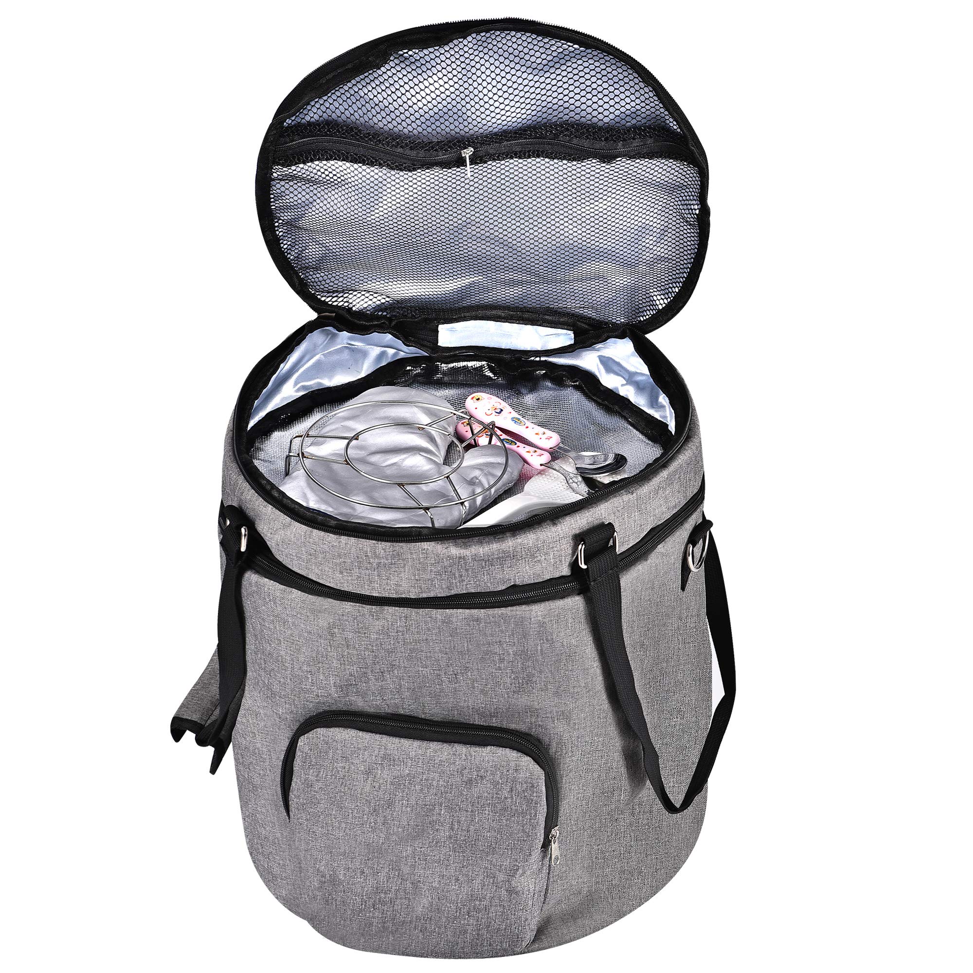 **Instant Pot Travel Tote Bag - 2 Compartments Storage Case for 6 QT Pressure Cooker Accessories & Kitchen Appliances (Grey, Enclosed Bottom) - Perfect for Travel, Picnics & Organized Kitchen Storage**