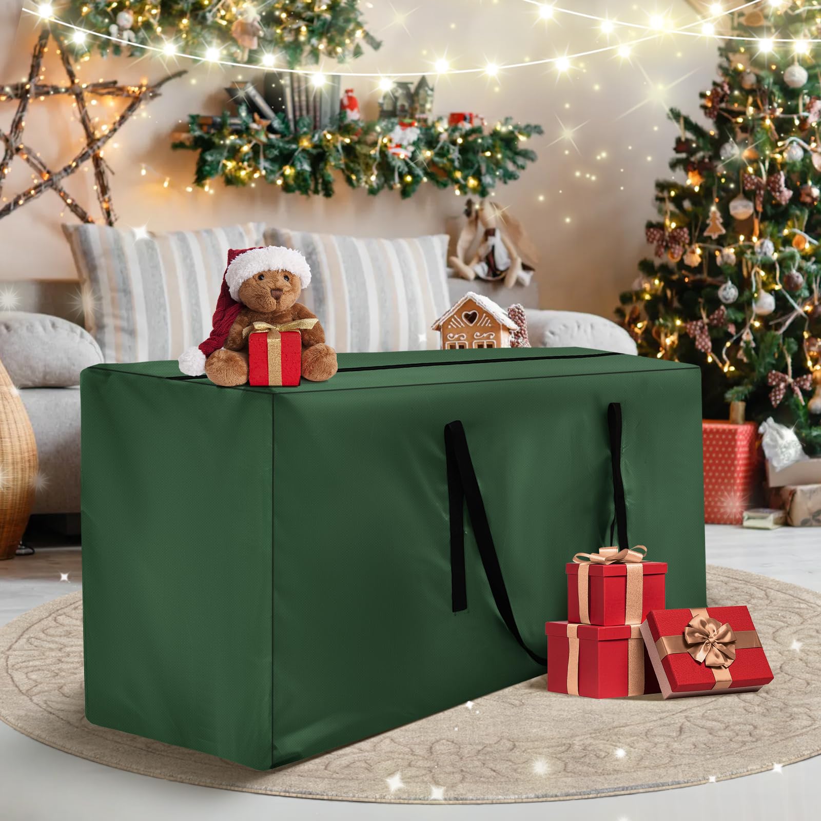 2-Pack Heavy Duty Christmas Tree Storage Bags - Fits 12ft Artificial Trees, Outdoor Cushion Storage with Zippers & Handles (68