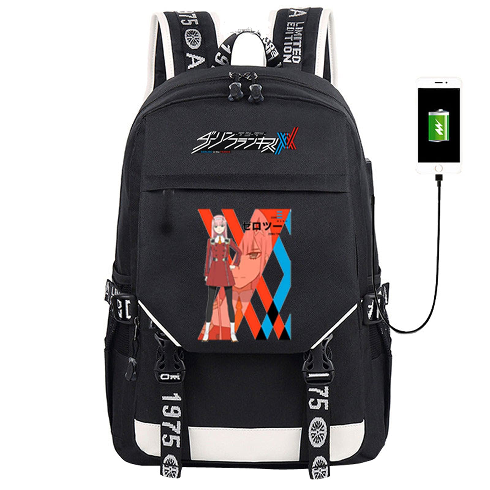 TKBASO Anime DARLING in the FRANXX Backpack with USB Charging Port - Laptop Bag for School, Travel & Cosplay - Cute Anime Backpack for Girls (5 Colors) - Perfect for Conventions, College & Daily Use