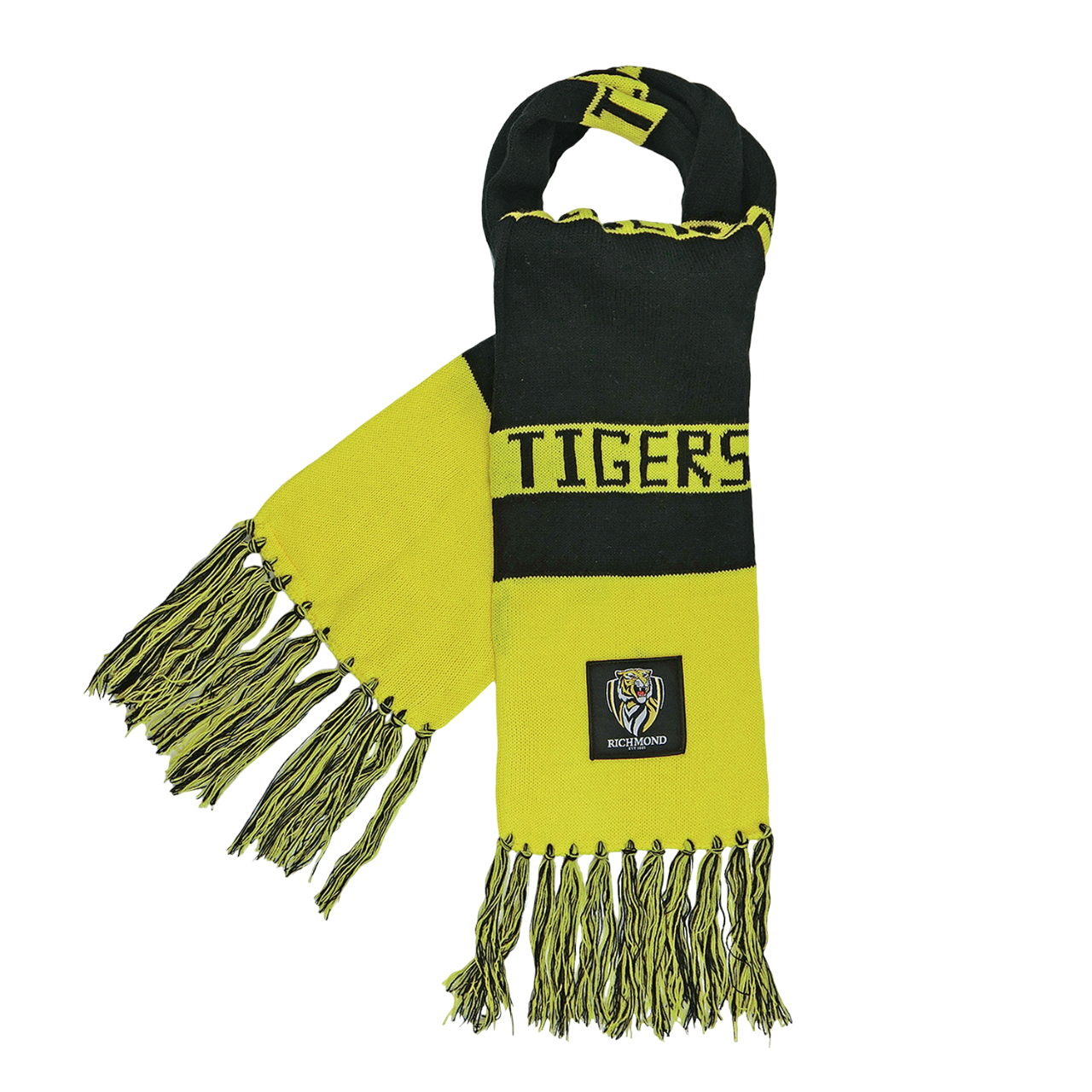 Burley Sekem Richmond Tigers AFL Bar Scarf - Premium Wool Team Scarf for AFL Fans - Perfect for Game Day, Tailgating & Cold Weather Support