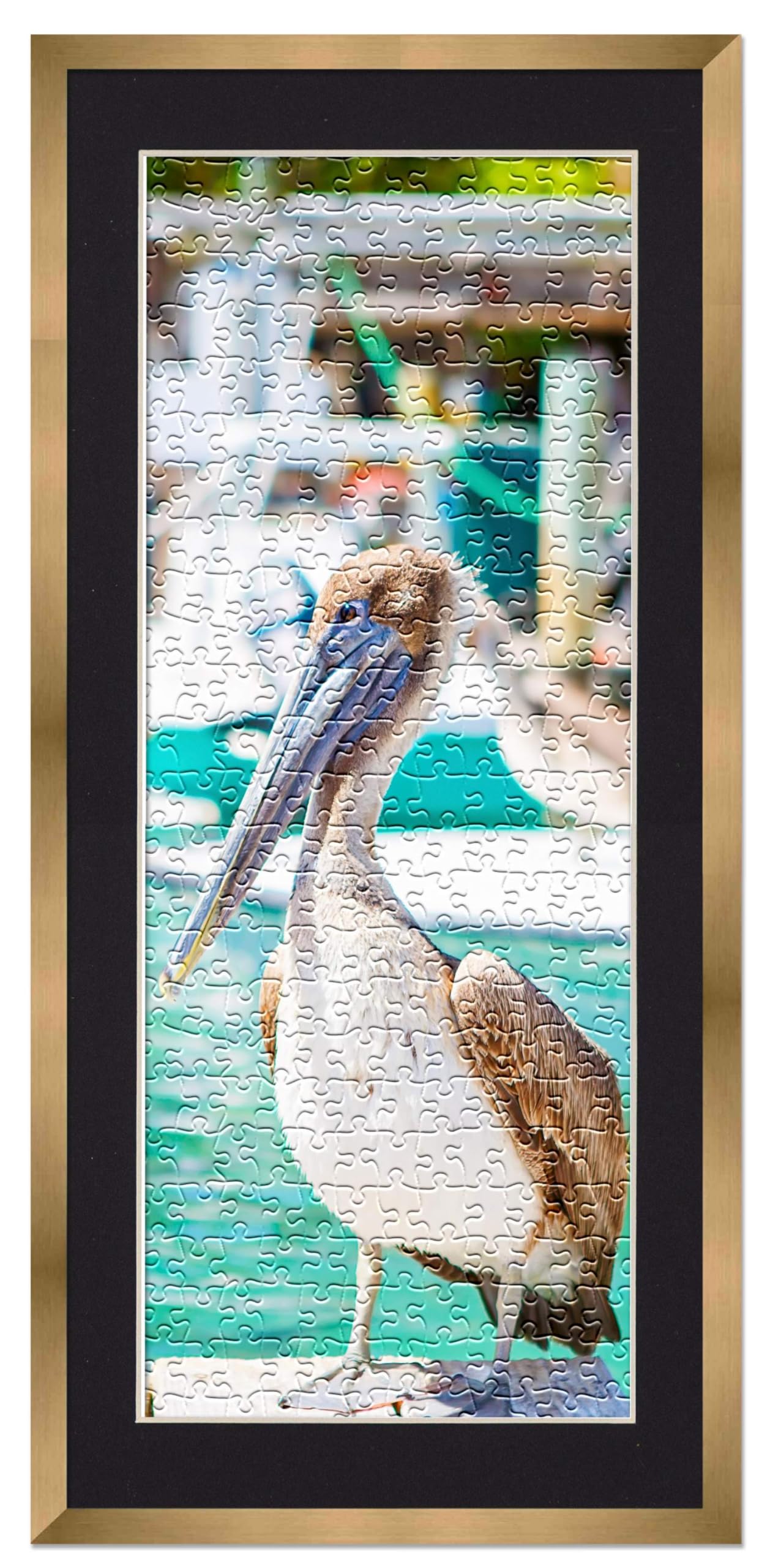 12x36 Jigsaw Puzzle Frame Kit with Puzzle Glue Sheets, Bronze Wood Frame & Black Mat - Complete Display Set Includes UV Acrylic, Backing & Hanging Hardware - Perfect for Preserving & Showcasing Puzzles in Living Rooms, Game Rooms or as Gifts