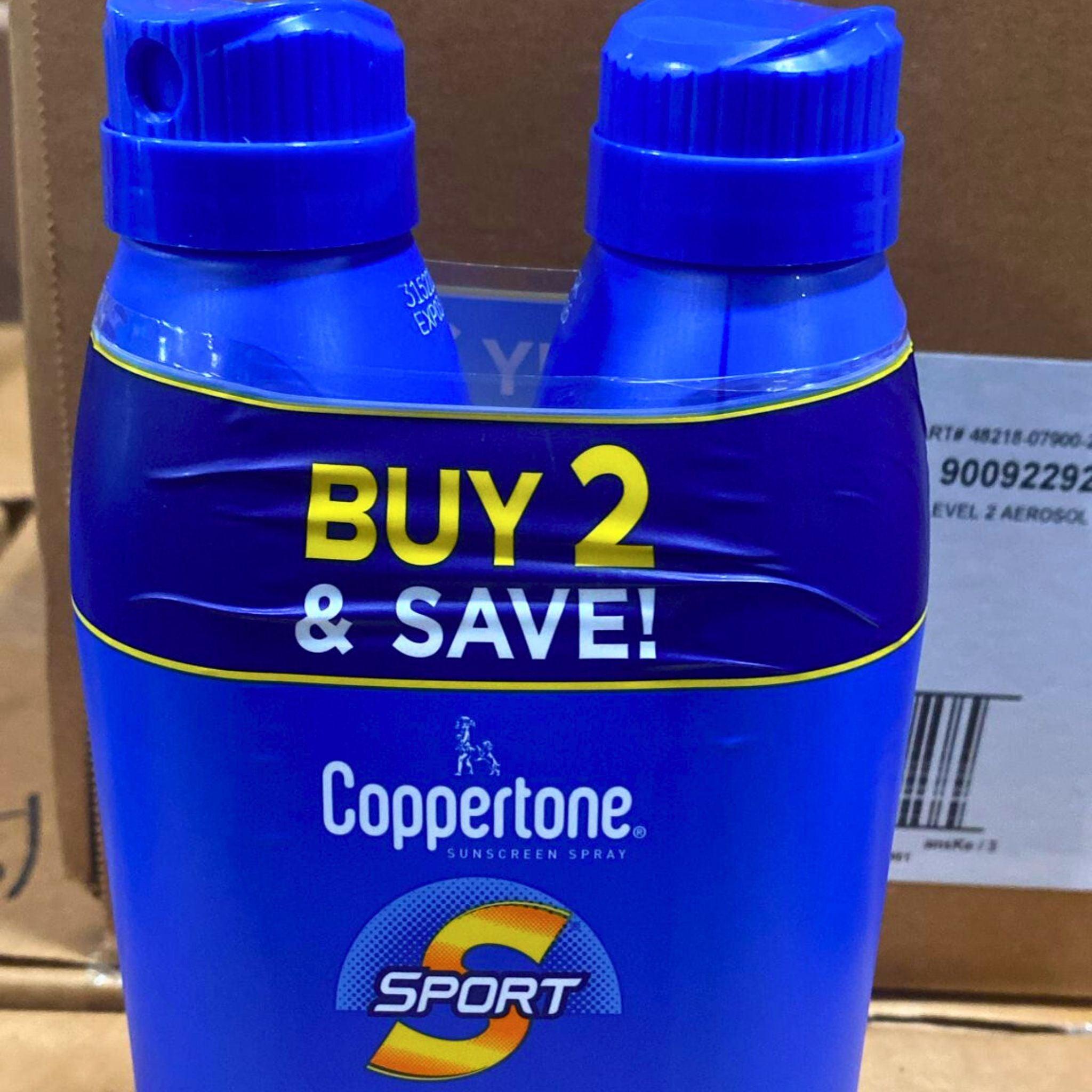 Coppertone Sunscreen Spray SPF 50 - Sport 4-in-1 Performance Formula - 11oz Twin Pack (70 Count Bulk) - Waterproof Sweatproof Protection for Outdoor Activities, Beach & Sports