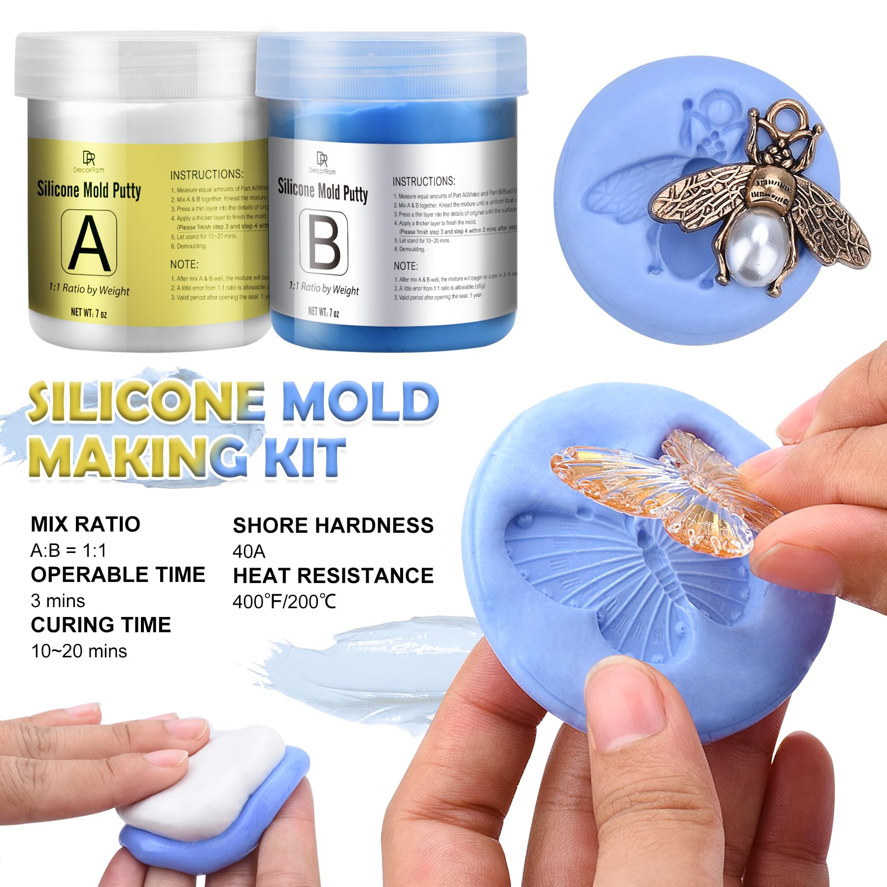 Premium Silicone Mold Making Putty Kit - 7/8 LB Fast-Curing Flexible Silicone for DIY Casting, Resin, Soap & Candle Molds - Easy 1:1 Mix Ratio, Reusable - Perfect for Crafting, Jewelry Making & Home Decor Projects