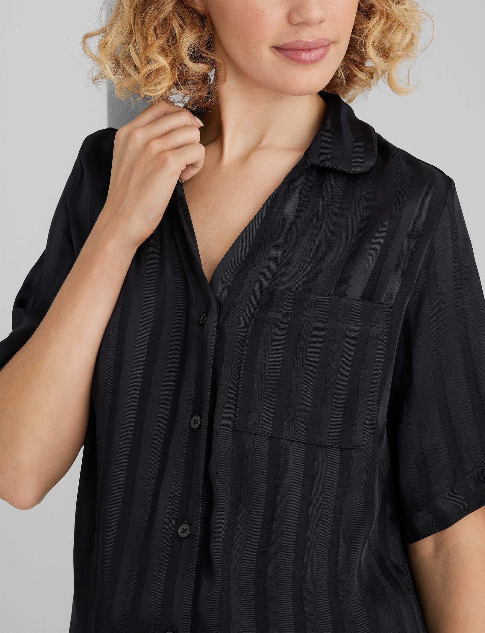 Women's Satin Jacquard Pajama Set - Soft Sleepwear Top & Shorts for Comfortable Nights - Perfect for Lounging, Sleepovers & Relaxing at Home