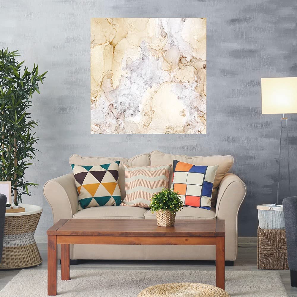 Tara Reed Neutral Taupe Fine Art Canvas Wall Decor - 32x32 Inches Ready to Hang - Perfect for Living Room, Bedroom, Bathroom, Kitchen, Office, Bar & Dining Room - Elegant Home & Interior Design Wall Art