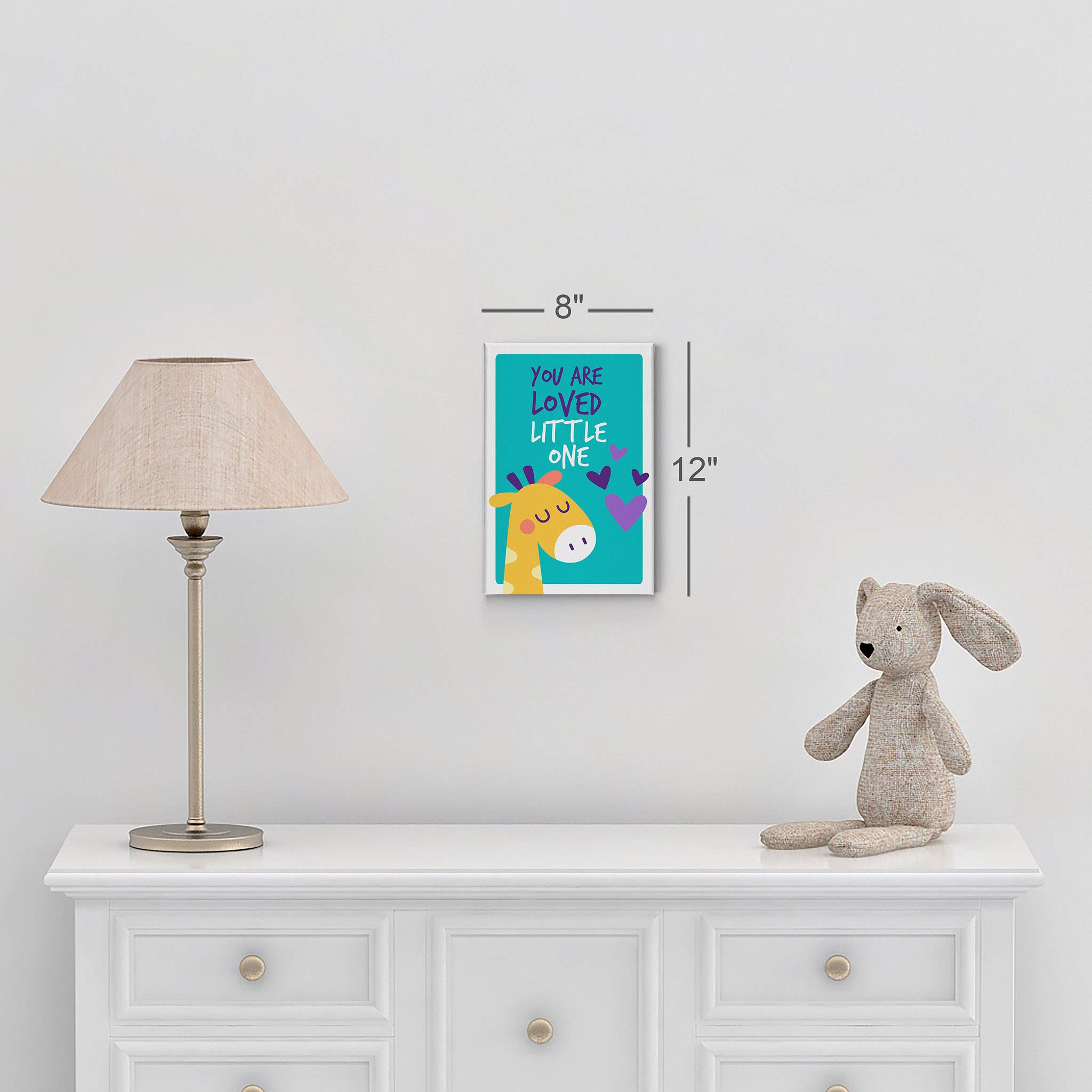 You Are Loved Little One Quote Canvas Wall Art - Blue Background Nursery Decor, Kids Room Decor, Baby Room Decor - Ready to Hang 22x15 Inch - Made in USA | Perfect for Nursery, Bedroom & Gift