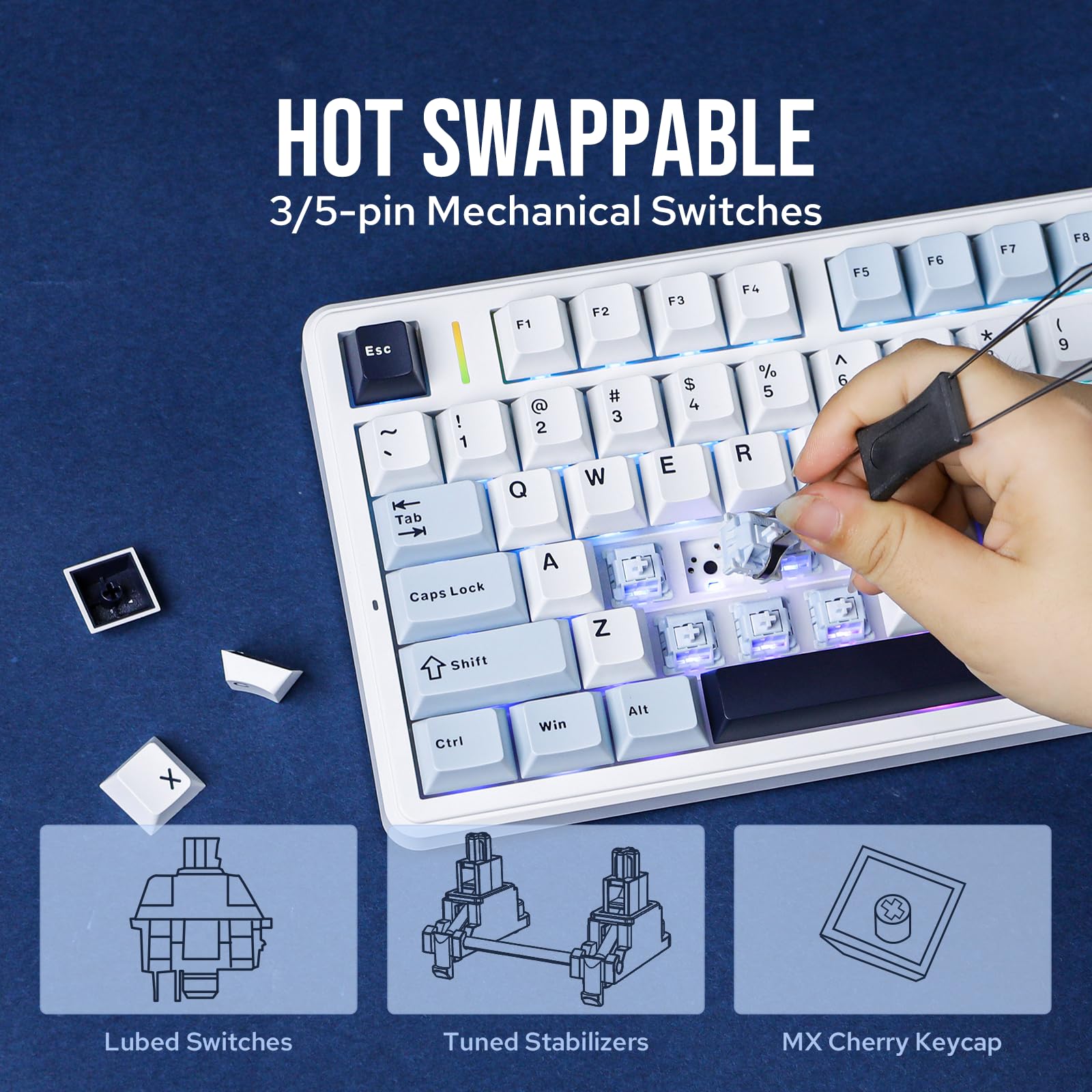 EPOMAKER F99 PRO Wireless Mechanical Keyboard - Hot Swappable, RGB Backlit, 8000mAh for Gaming & Office