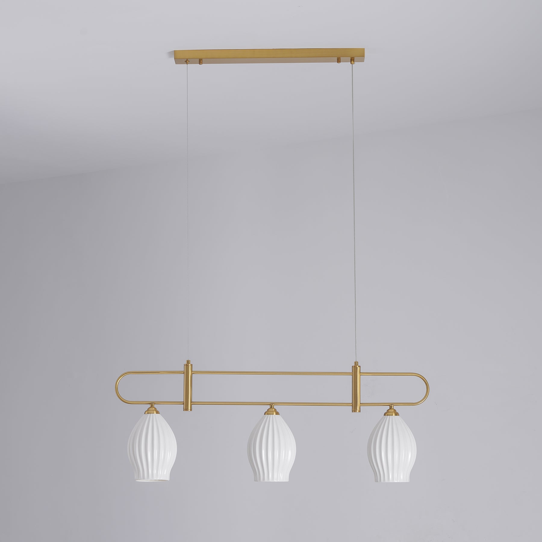 Modern Fin Pendant Light - Adjustable Hanging Ceiling Lamp for Kitchen Island, Dining Room & Bedroom | Industrial Style Lighting Fixture with Vintage Edison Bulbs