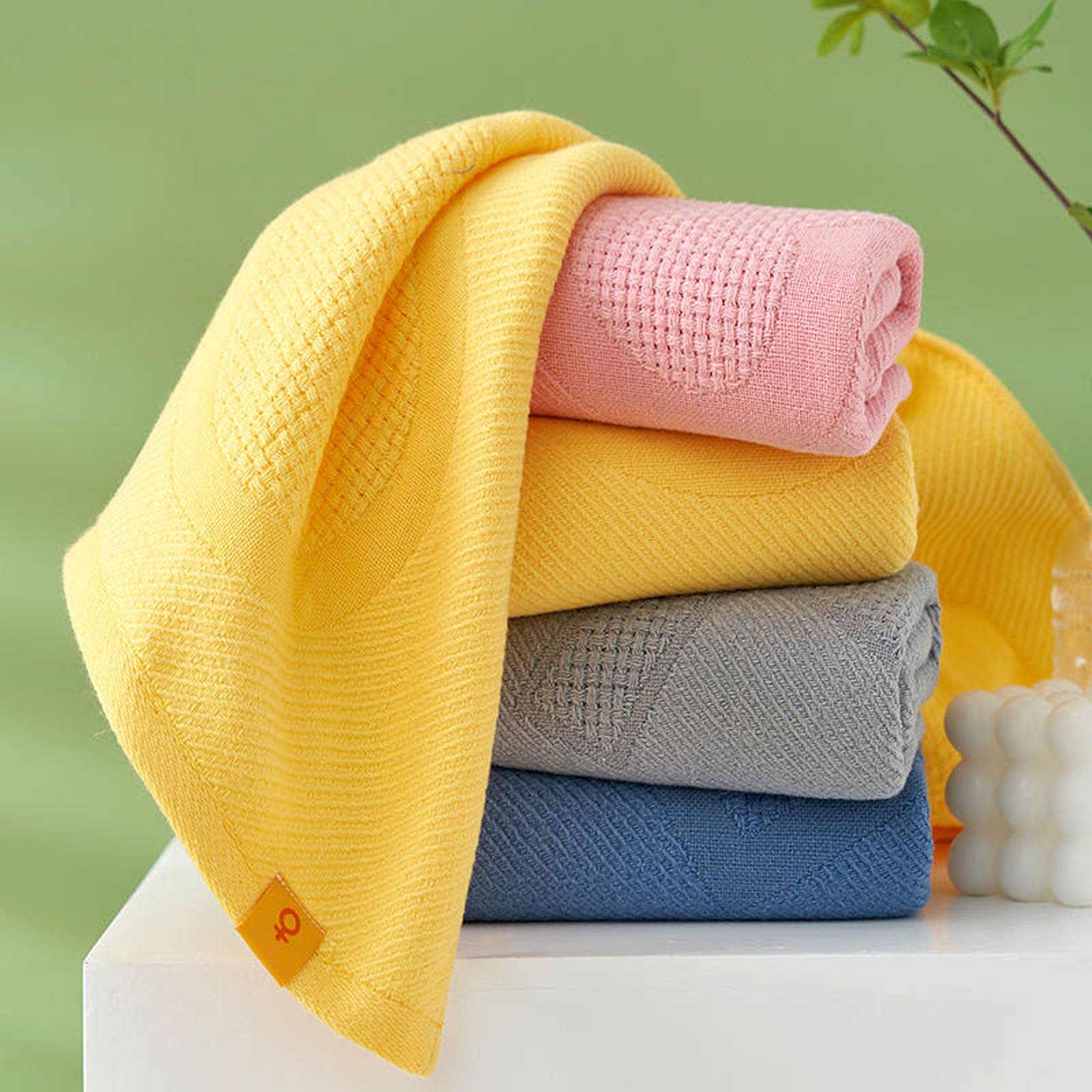 4 Pack 100% Combed Cotton Hand Towels & Face Towels - Soft, Lightweight, Highly Absorbent, Fast Drying Bath Towels (13x29 Inches) - Pink, Yellow, Gray, Blue - Perfect for Bathroom, Gym, Travel & Guest Use