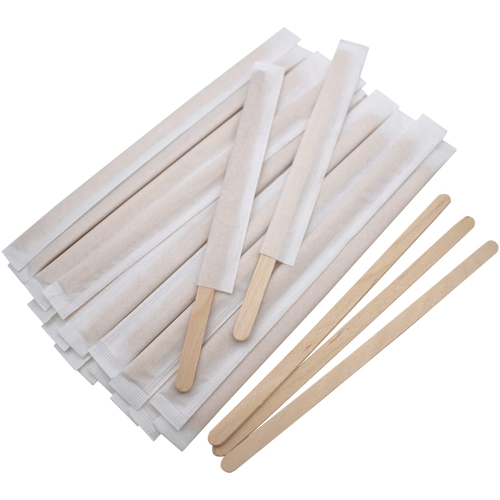 Premium 7 Inch Disposable Wooden Coffee Stirrers - Individually Wrapped, Pack of 500 - Eco-Friendly Wooden Sticks for Coffee, Tea, Hot Chocolate & Cold Drinks - Perfect for Mixing Butter, Sugar & DIY Crafts - Ideal for Cafes, Offices & Home Use