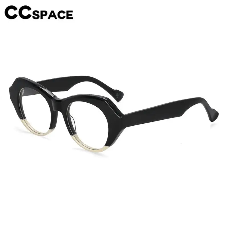 CCspace Unisex Full Rim Oval Acetate Eyeglasses Frame 57204 - Lightweight & Durable for Work, Reading & Fashion